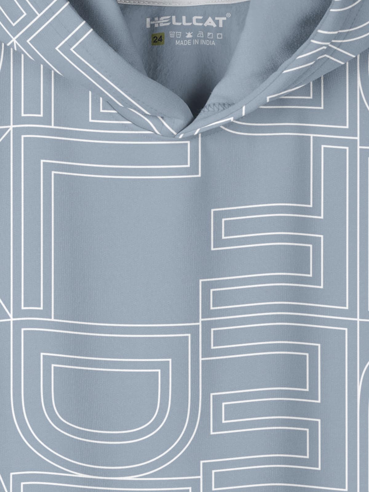 HELLCAT Printed Cotton Hoodie for Boys - Bluish Grey - Image 4