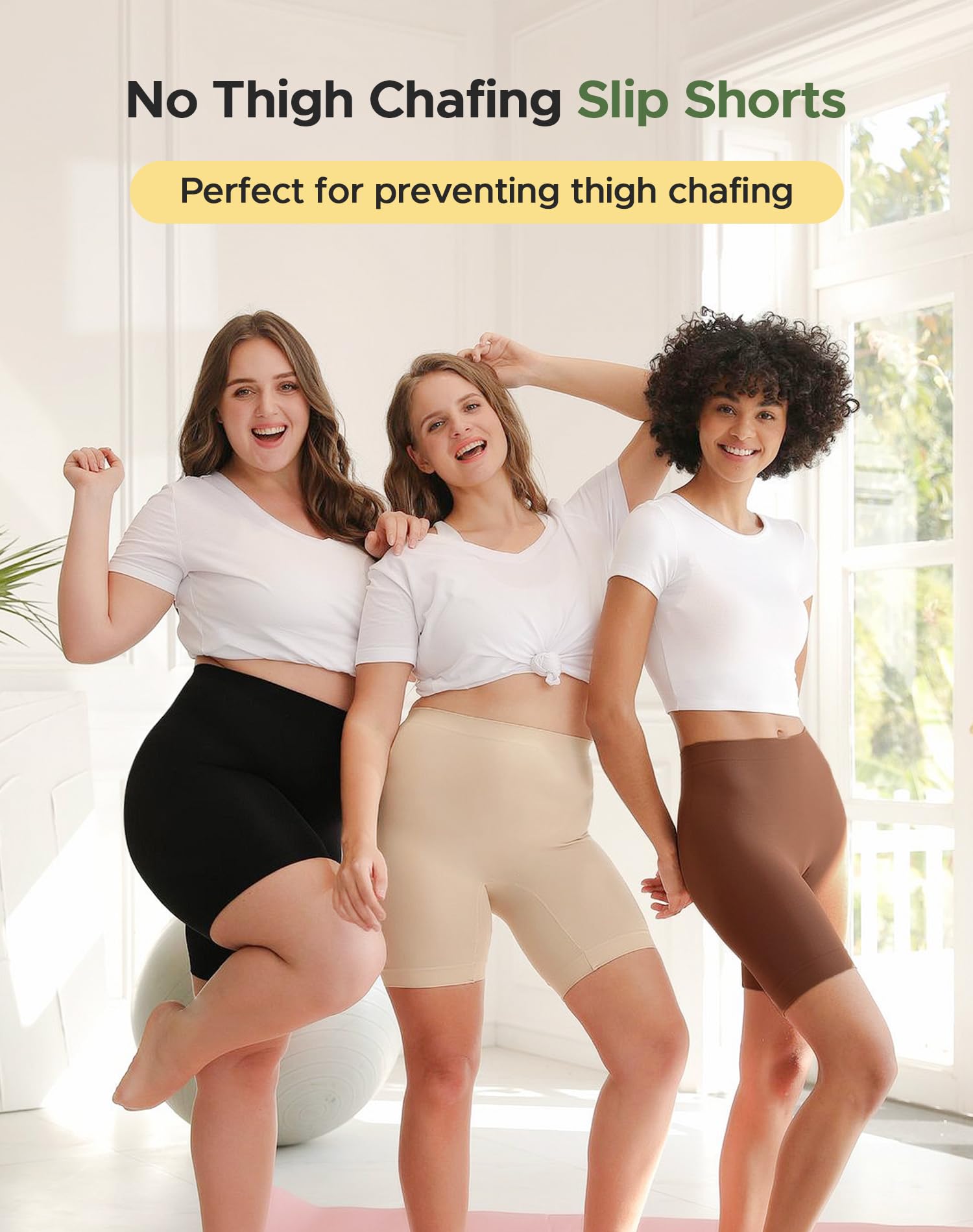 INNERSY Women's Slip Shorts - High Waisted Black - Image 5