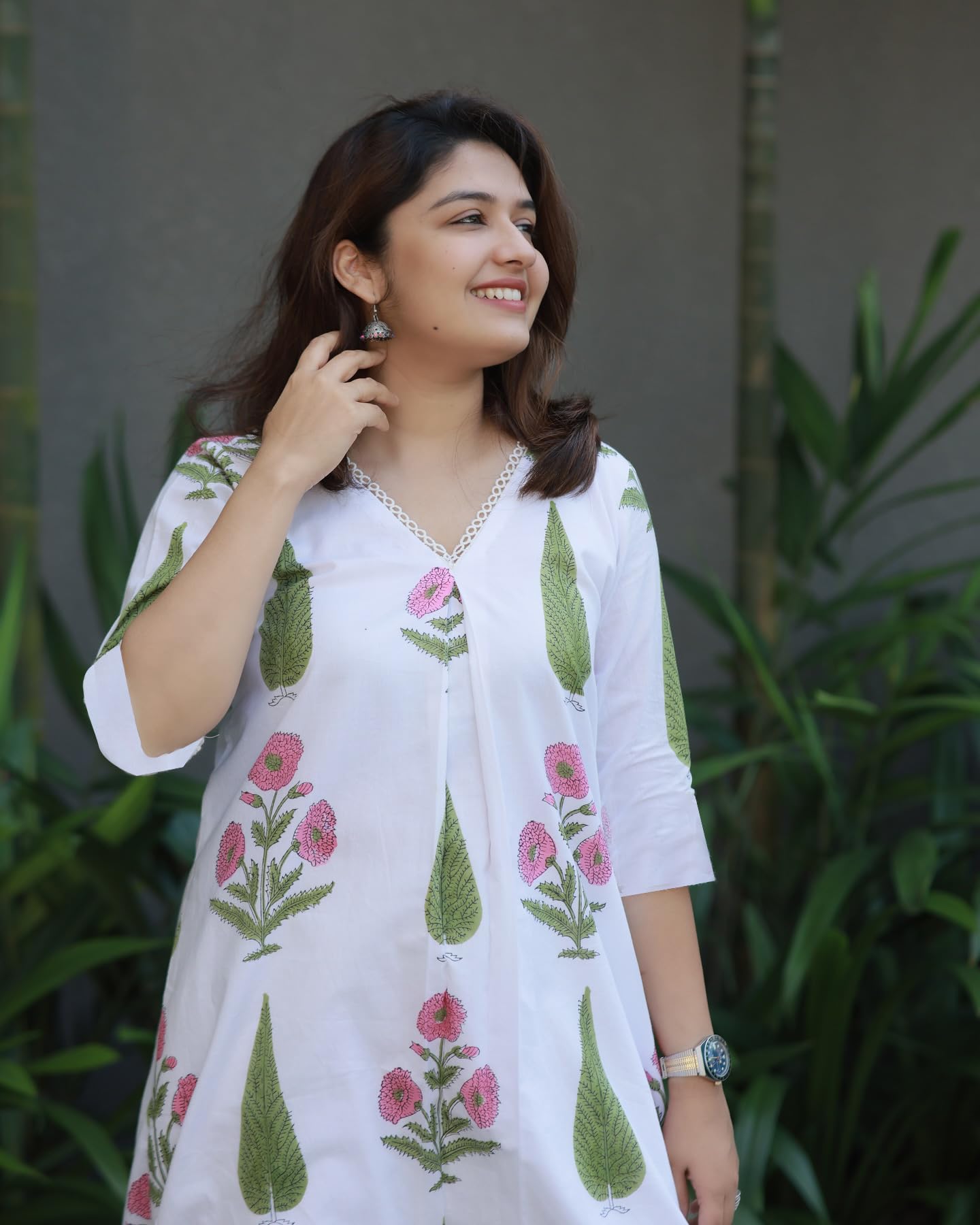 GoSriKi Women's White A-Line Kurta with Pant Set - Image 4