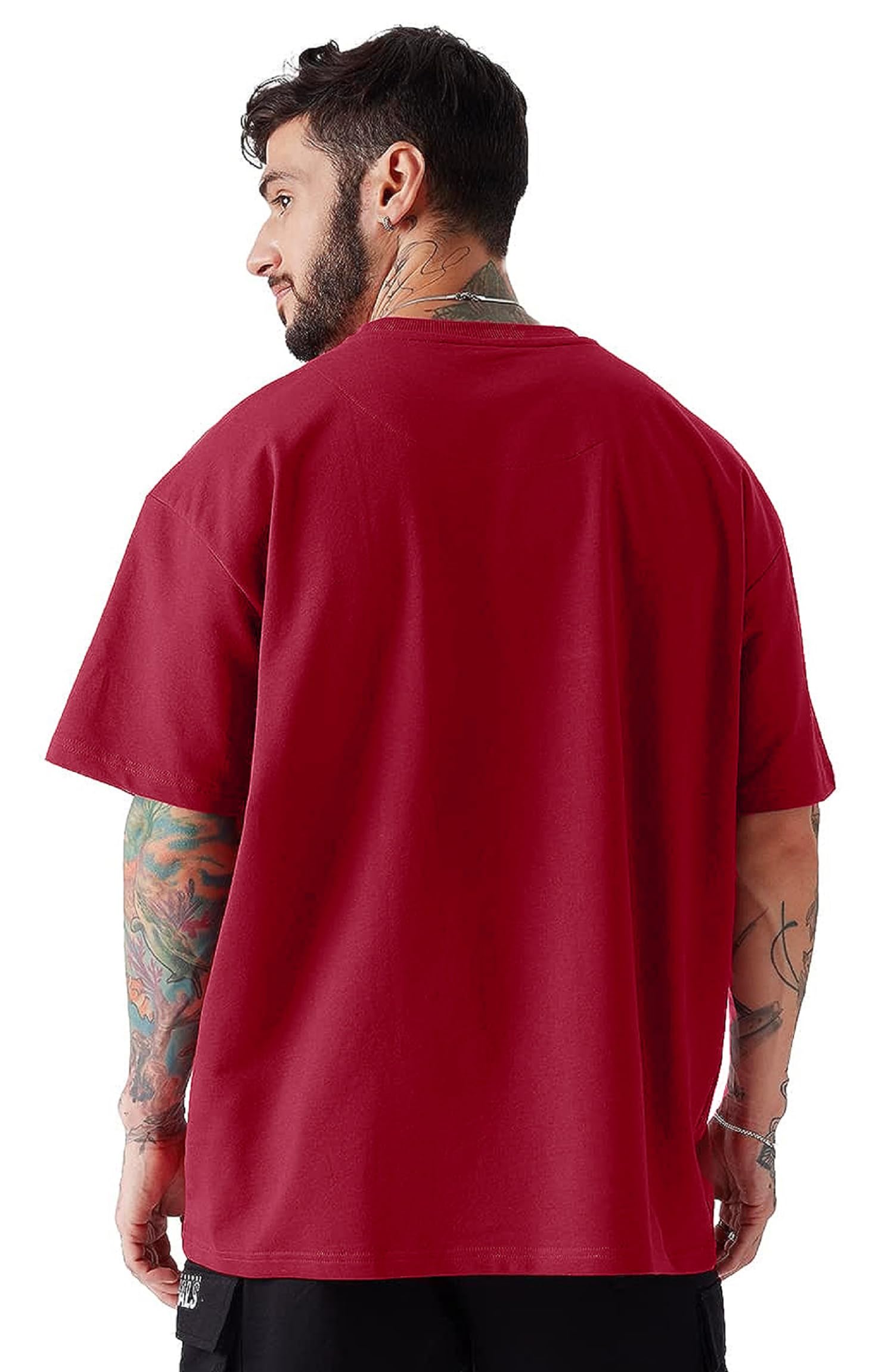 LEOTUDE Men's Printed Tshirt - Maroon - Image 3