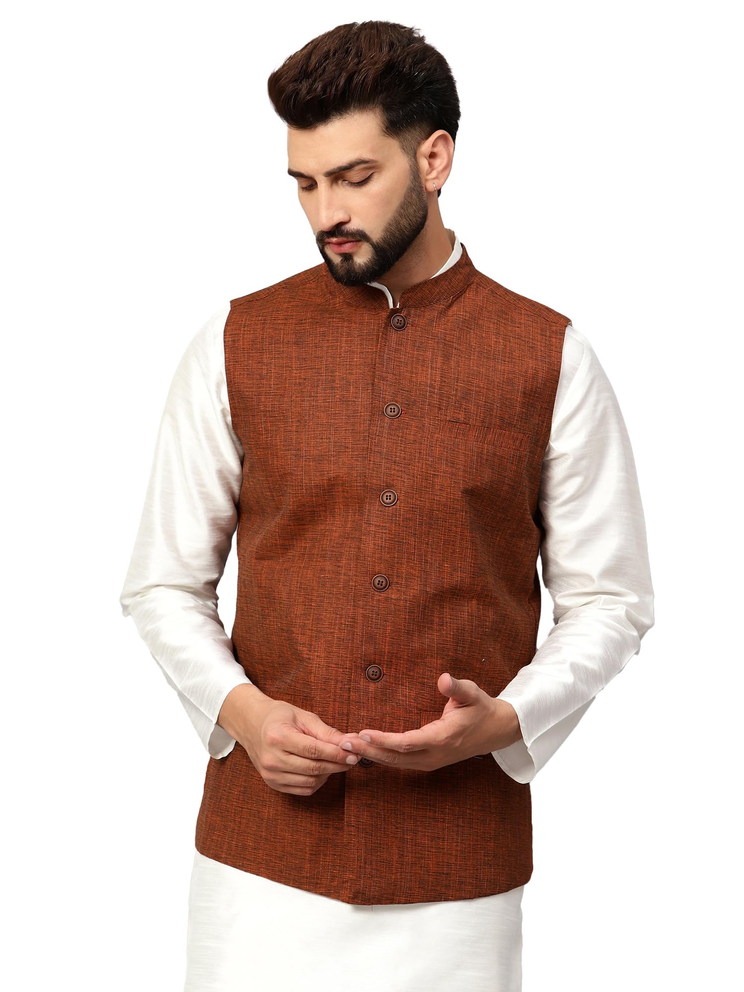 CHIKAN Men Nehru Jacket - Traditional Cotton