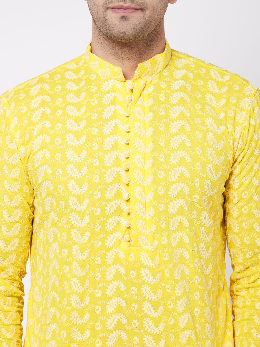VASTRAMAY Men Kurta - Mustard Cotton - Image 4
