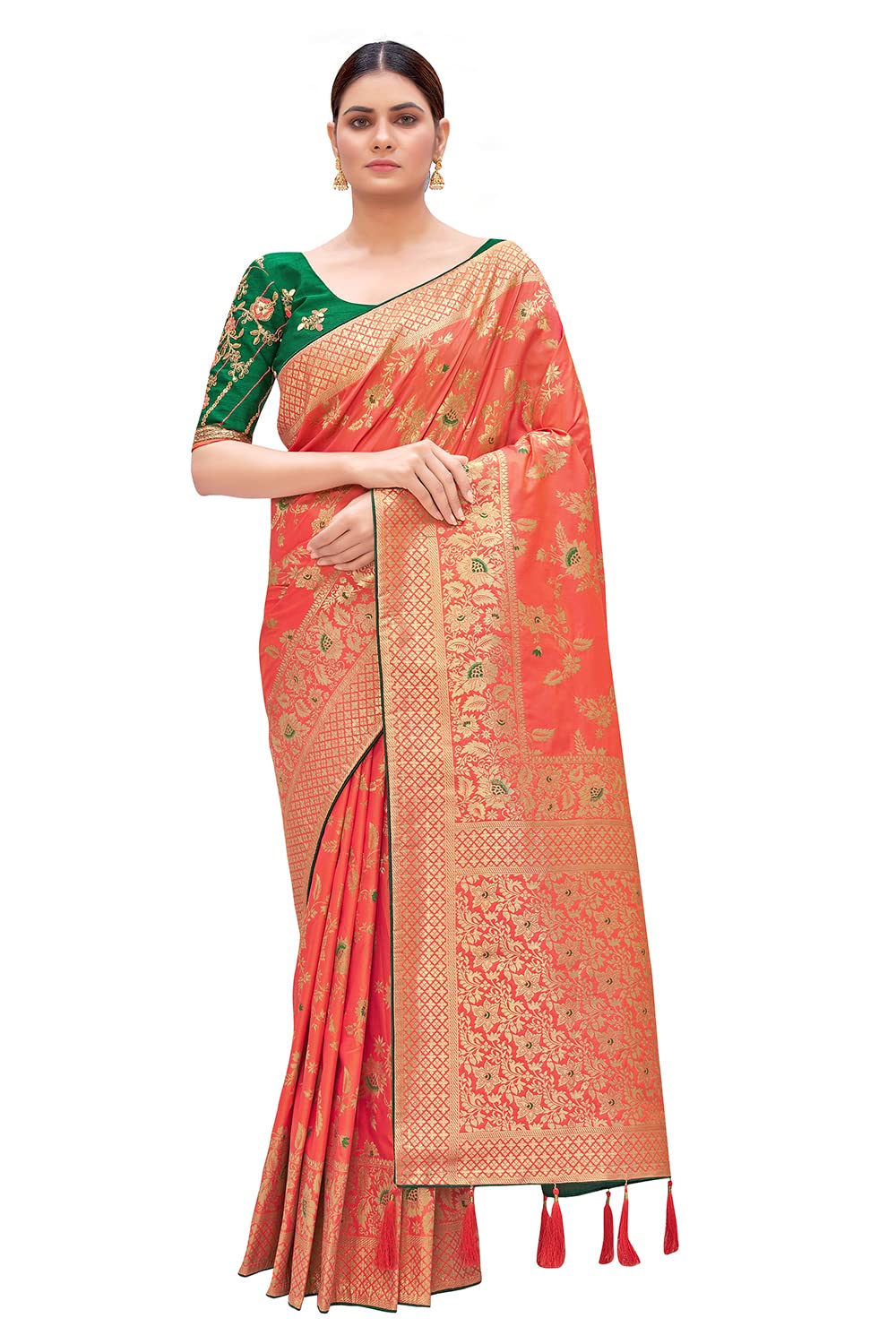 Monjolika Banarasi Silk Saree - Peach
