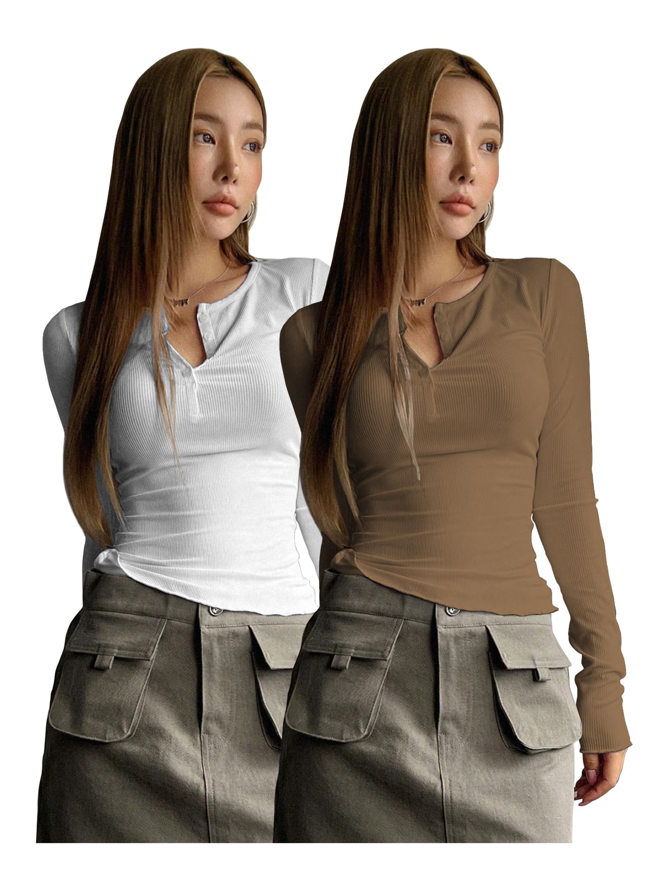 Shasmi Women White Brown Long Sleeve Top