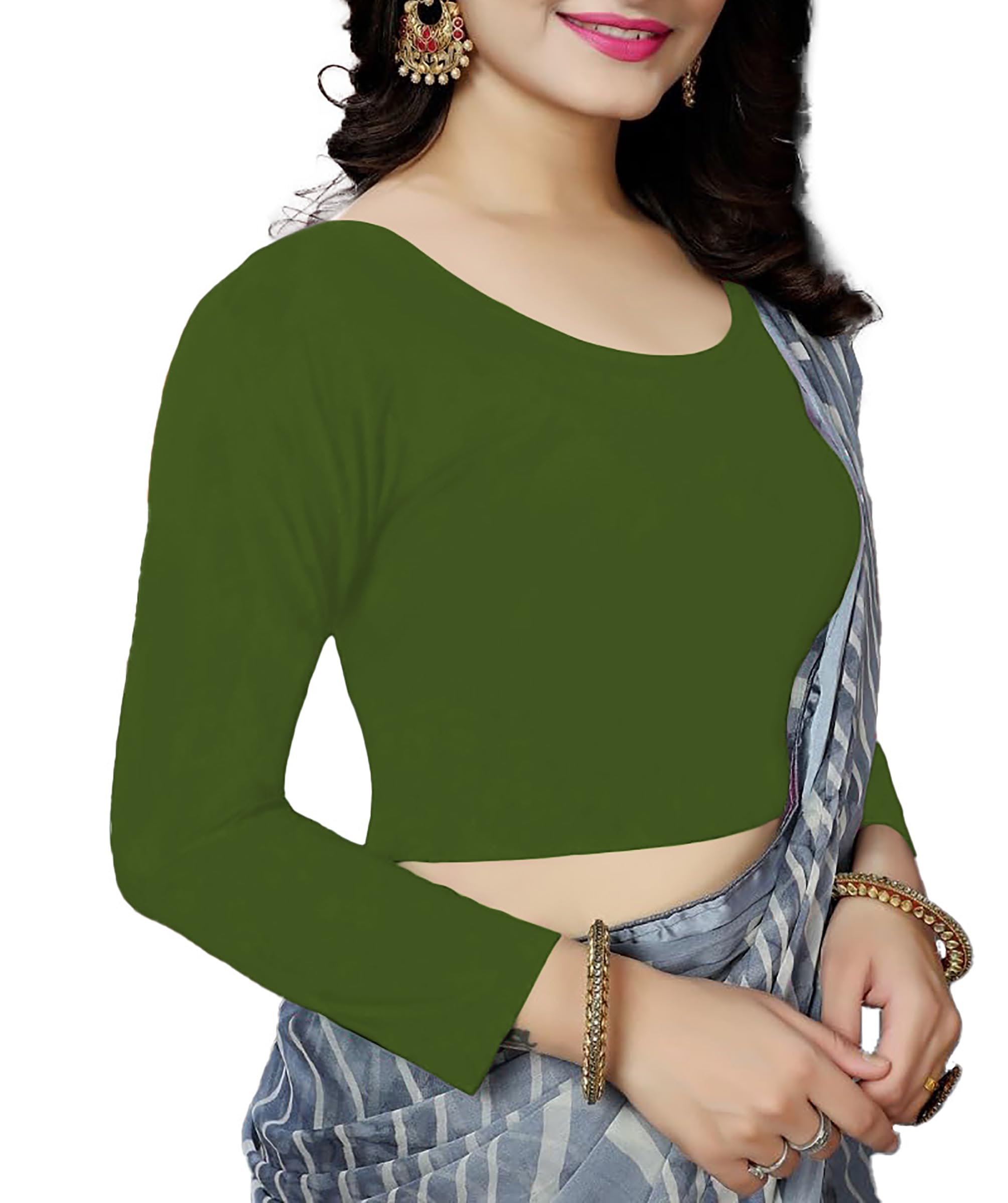 GarbGlide Women's Cotton Stretchable Saree Blouses