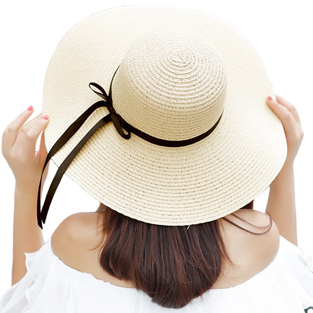 Itopfox Women's Straw Sun Hat - Beige - Image 2