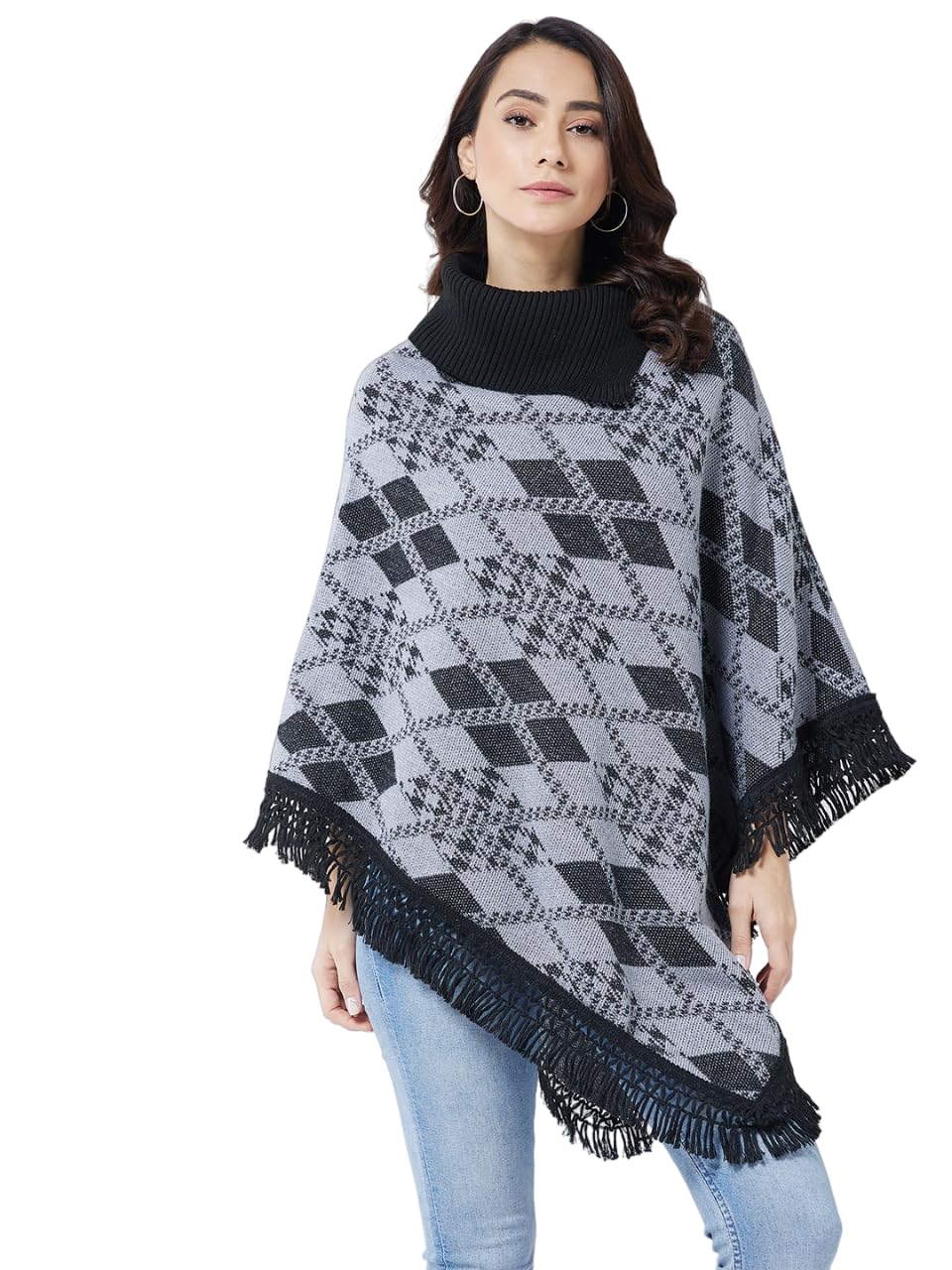 Pivl Wool Blend Poncho - Grey