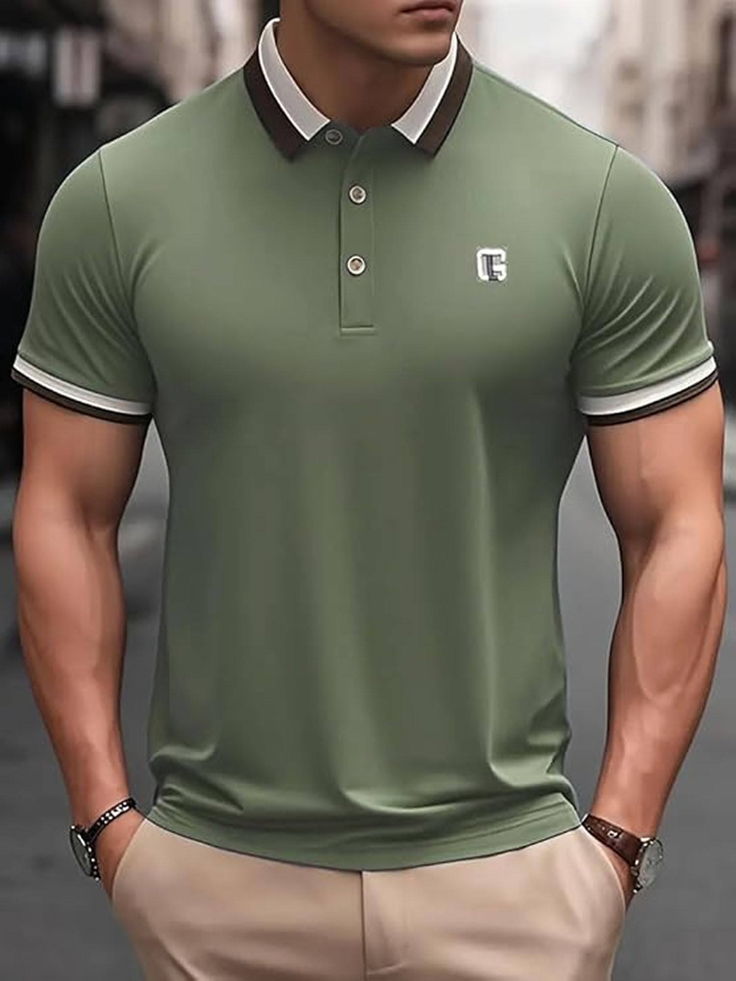 POSHAX Men Polo Shirt - Sky Blue - Image 3