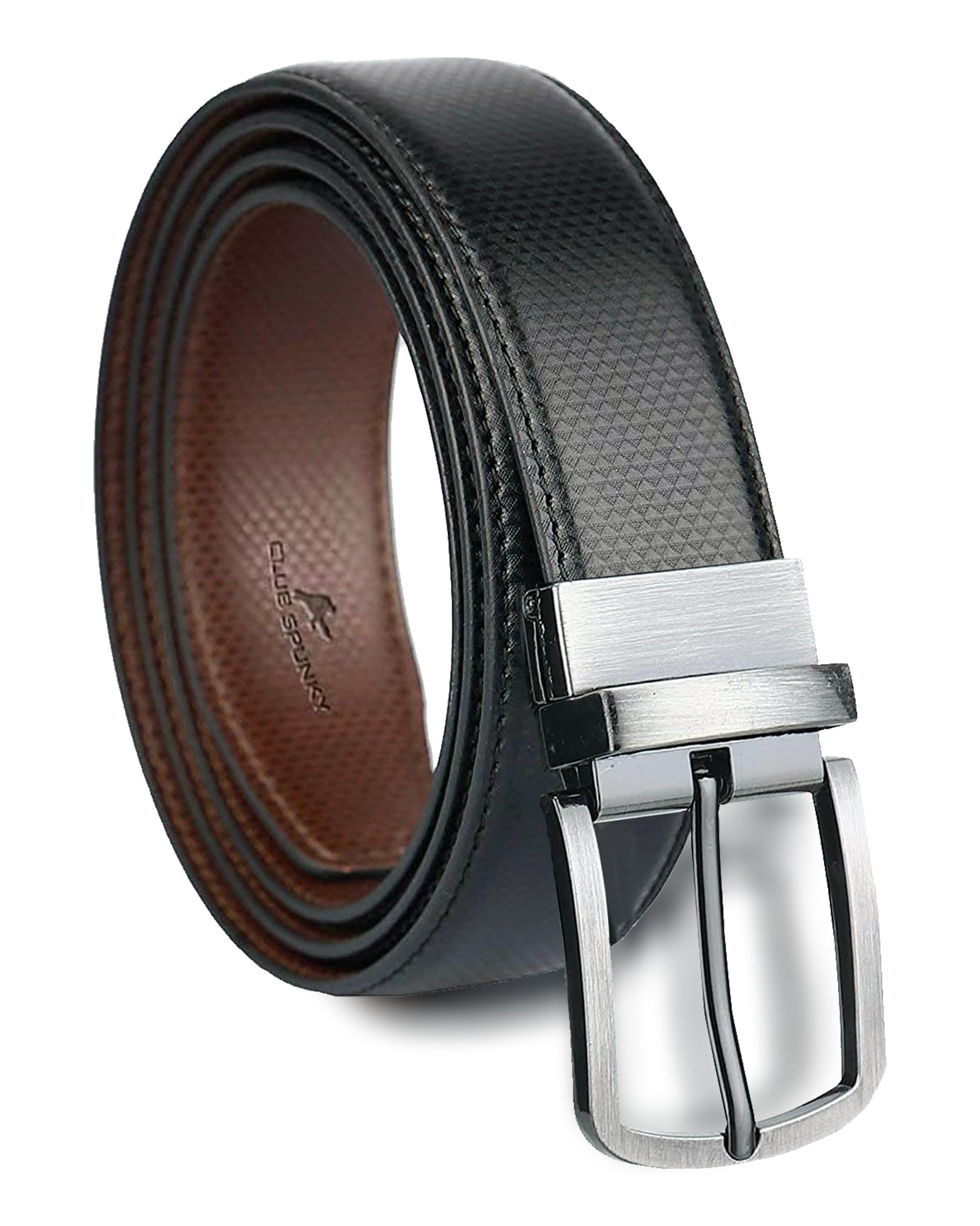 CLUB SPUNKY Reversible PU-Leather Belt for Men - Black & Brown