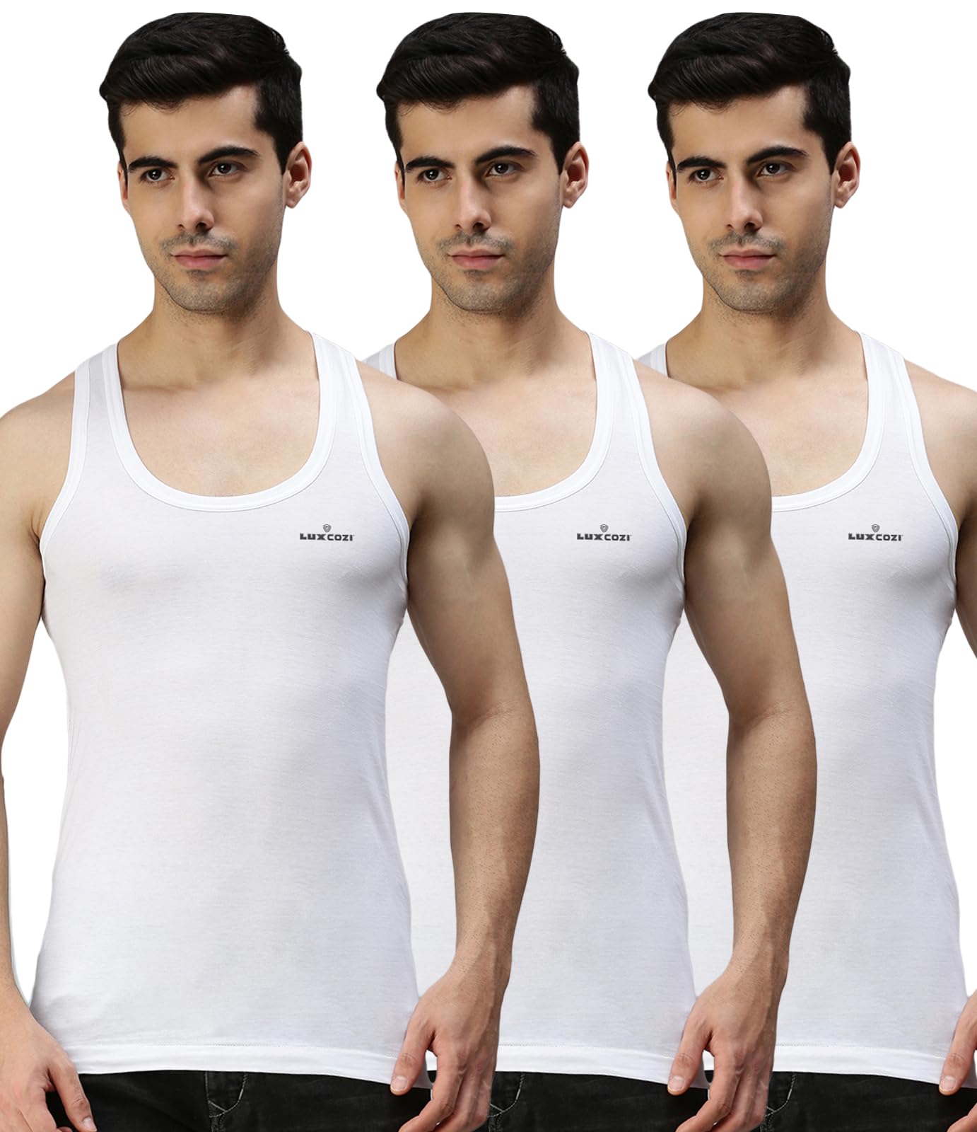 Lux Cozi Men's White Cotton Vest
