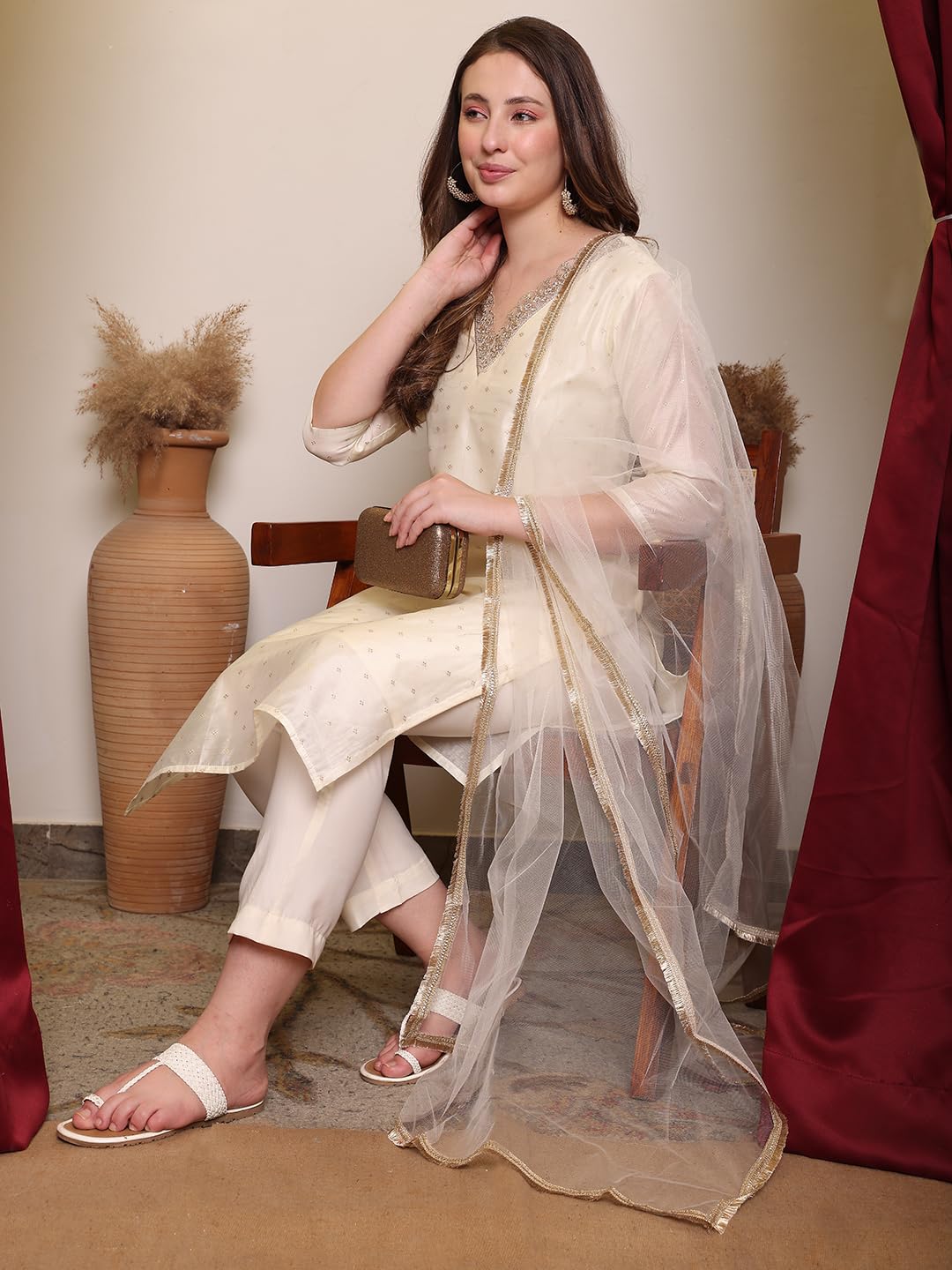 FABIAN FASHION Chanderi Cotton Silk Kurta Set for Women - Image 5