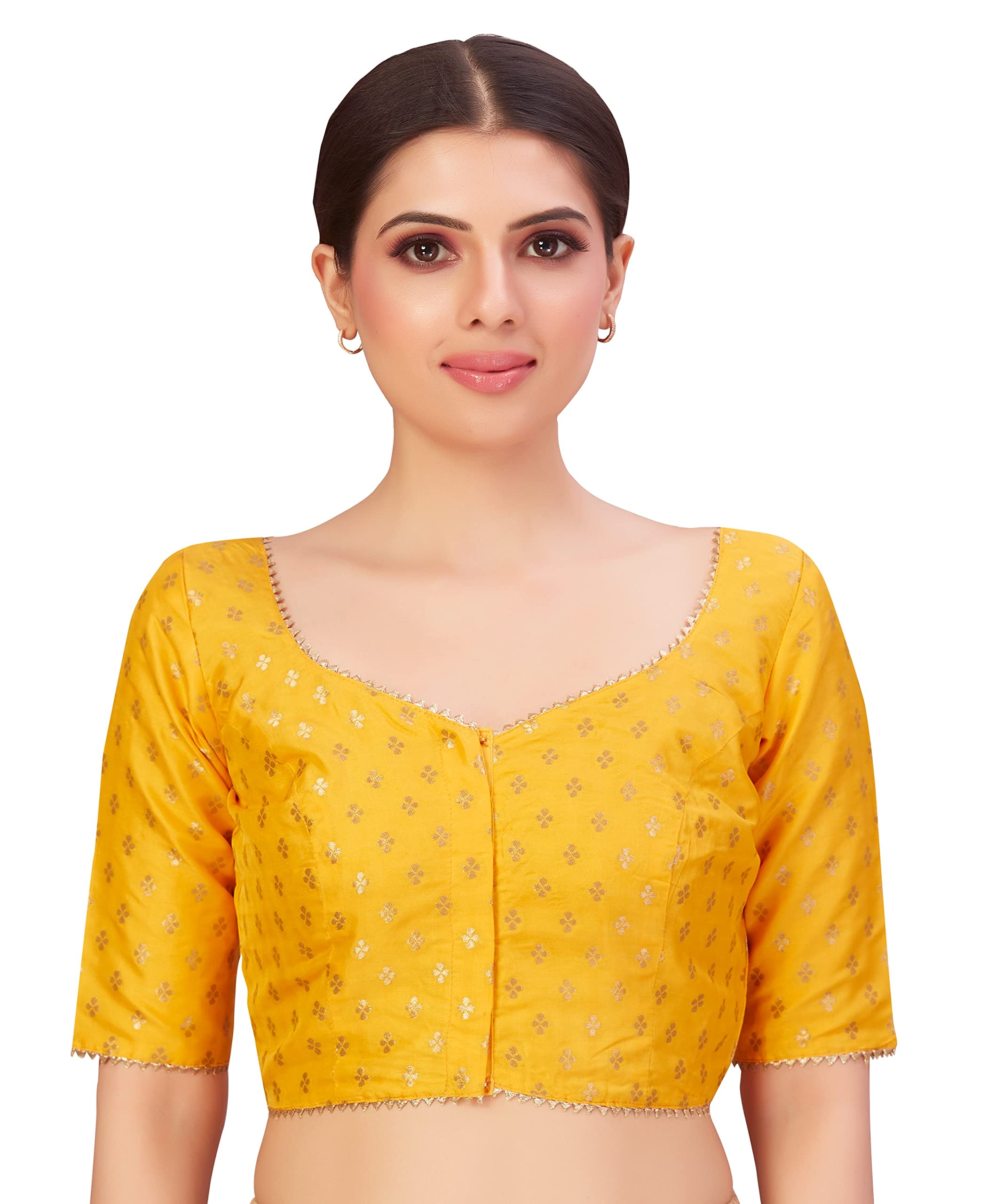 Studio Shringaar Yellow Banarasi Brocade Saree Blouse