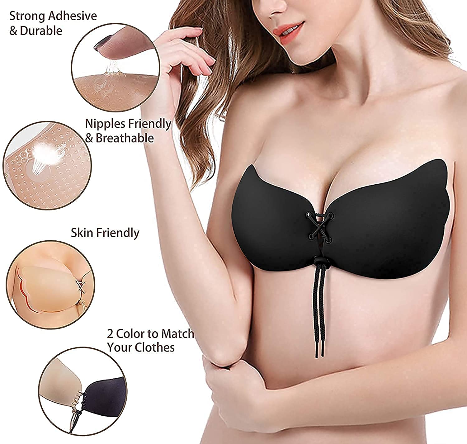 DClub Strapless Adhesive Bra for Women - Beige - Image 3