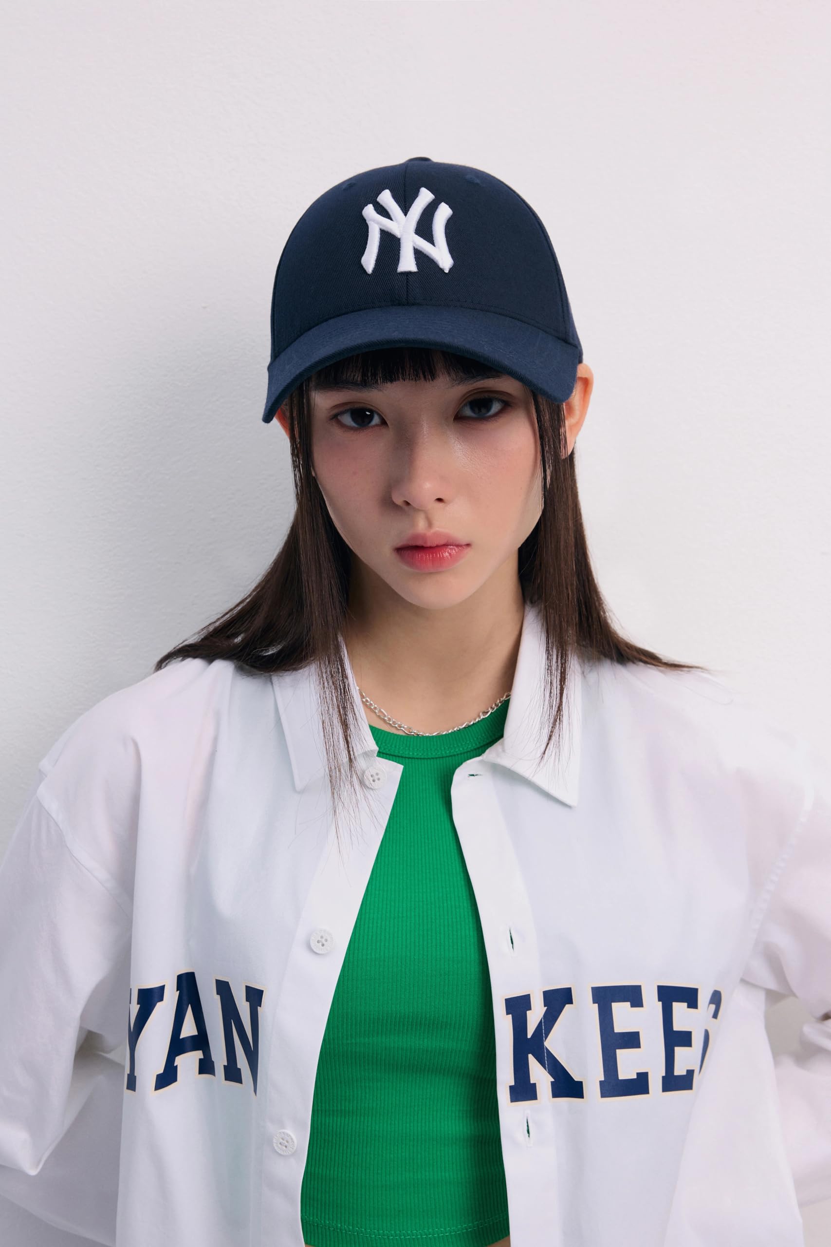 lowercase Unisex Cotton NY Baseball Cap - Navy White - Image 2