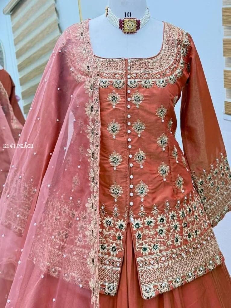 Brulry Women's Orange Embroidered Lehanga Choli - Image 4