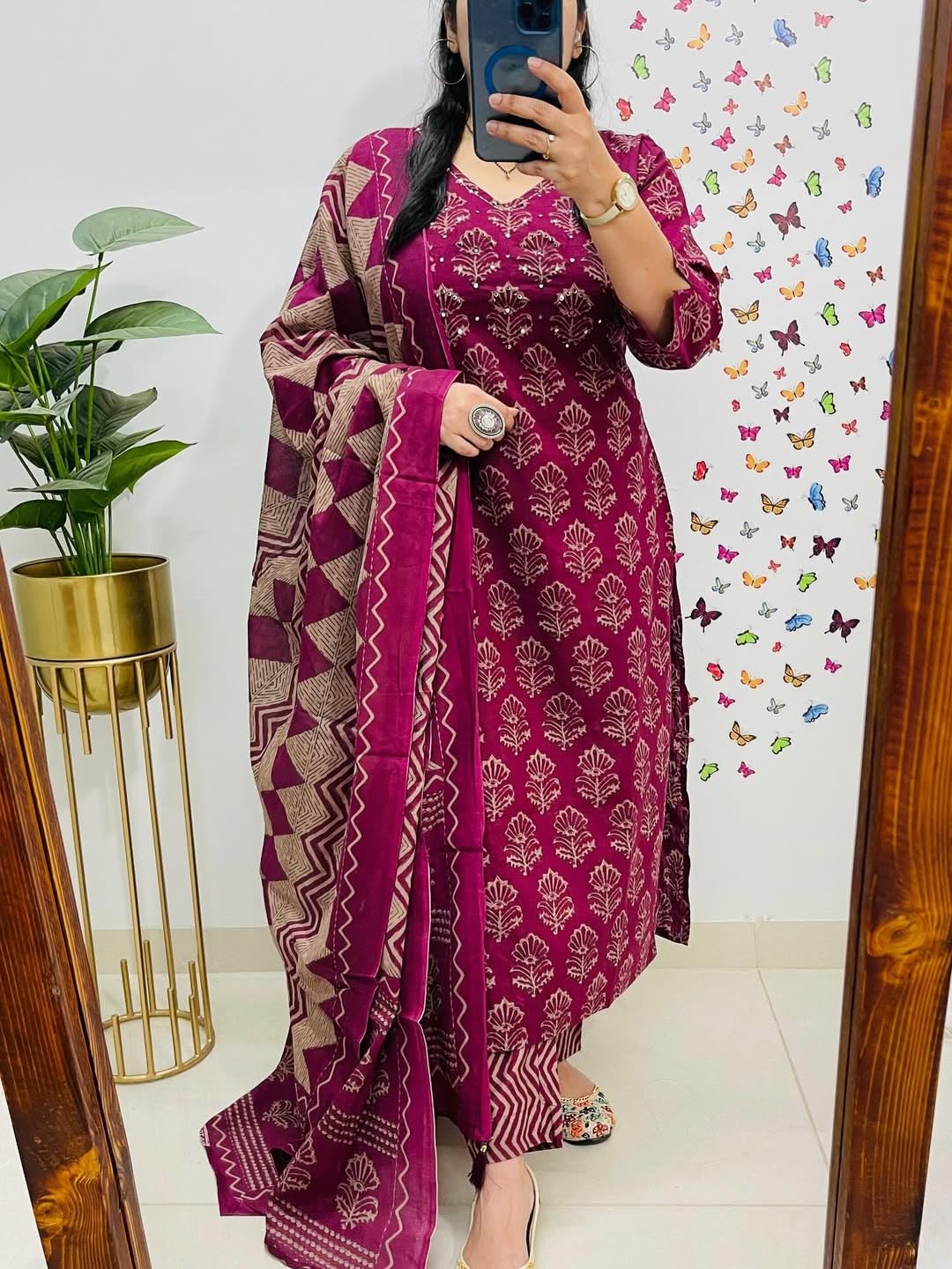 Rangnavi Maroon Cotton Kurta Set - Image 3