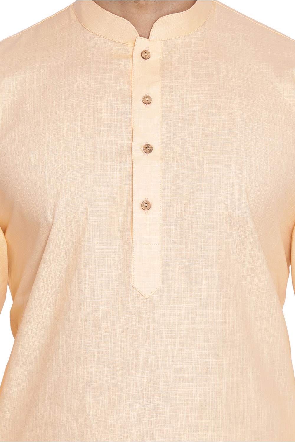 VASTRAMAY Mens Cotton Linen Kurta - Fawn - Image 3