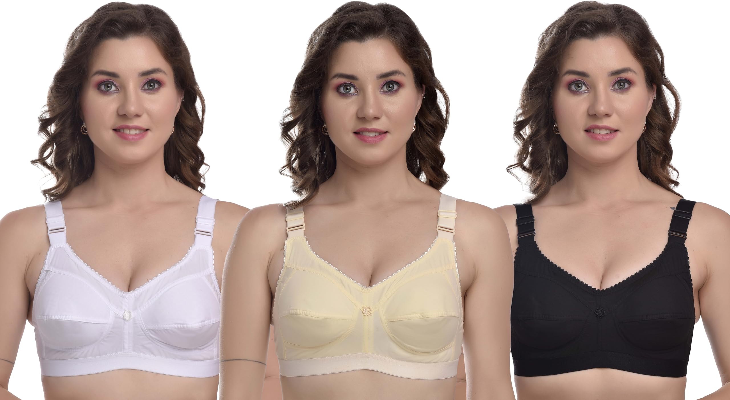 MiEstilo Women Seamed Cotton Bra - Multicolor