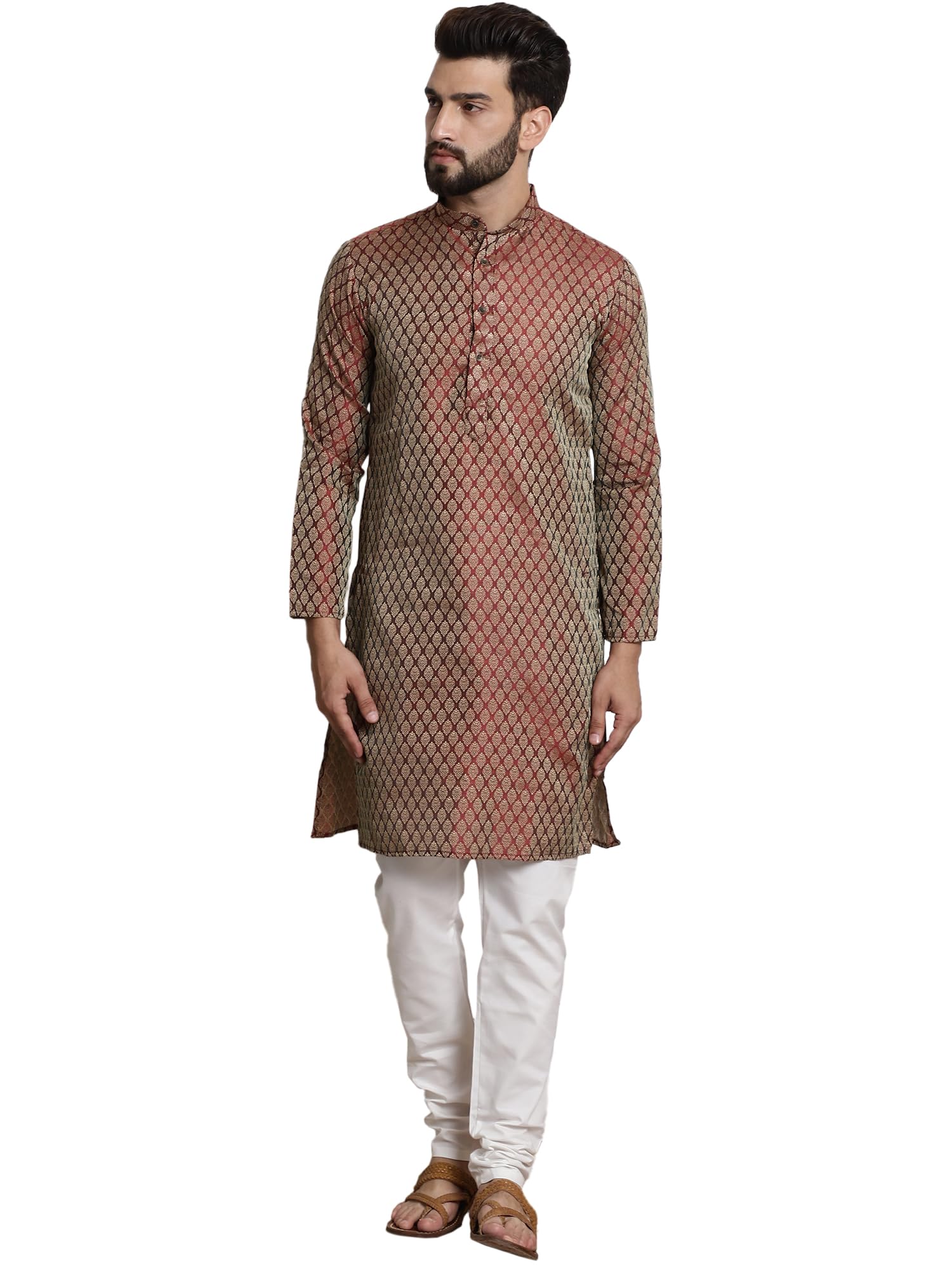SOJANYA Men's Maroon Kurta Pyjama Set