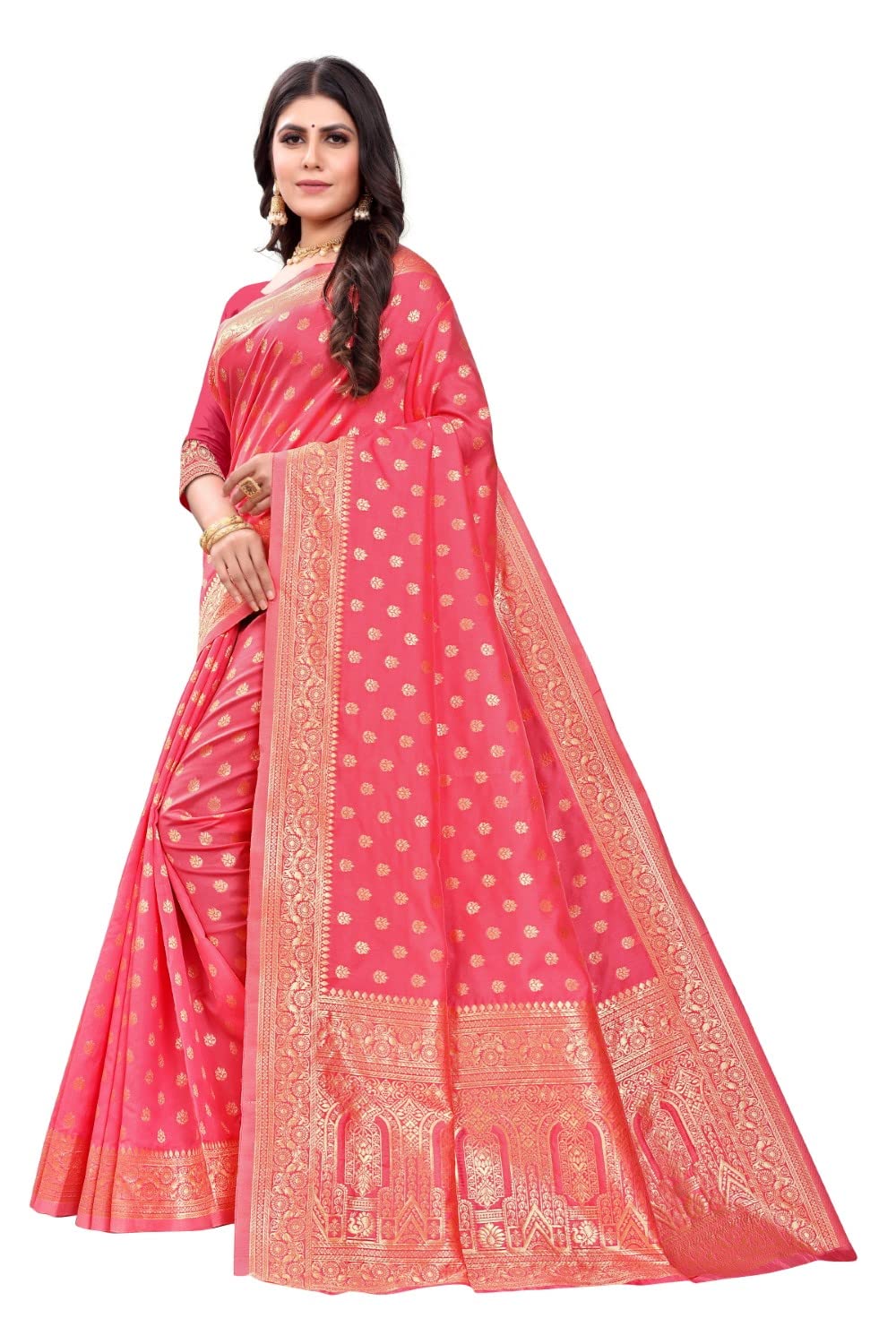 Peach Banarasi Silk Saree for Women - Image 3