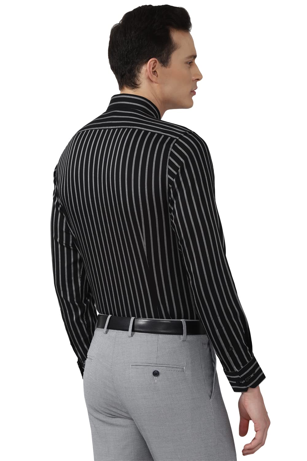 Van Heusen Men's Formal Shirt - Black Striped - Image 3