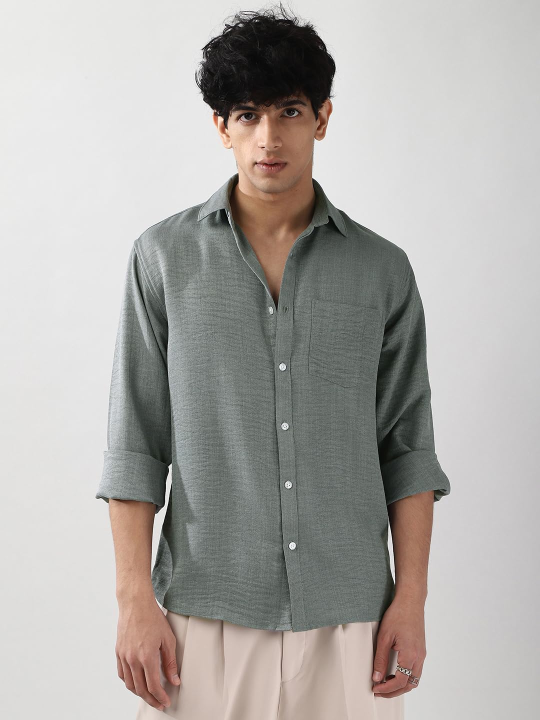 Urbano Fashion Men's Casual Shirt - Metallic Blue - Image 2