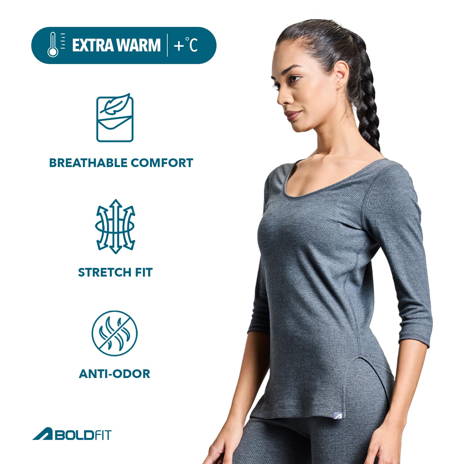Boldfit Women's Undershirt - Grey - Image 4