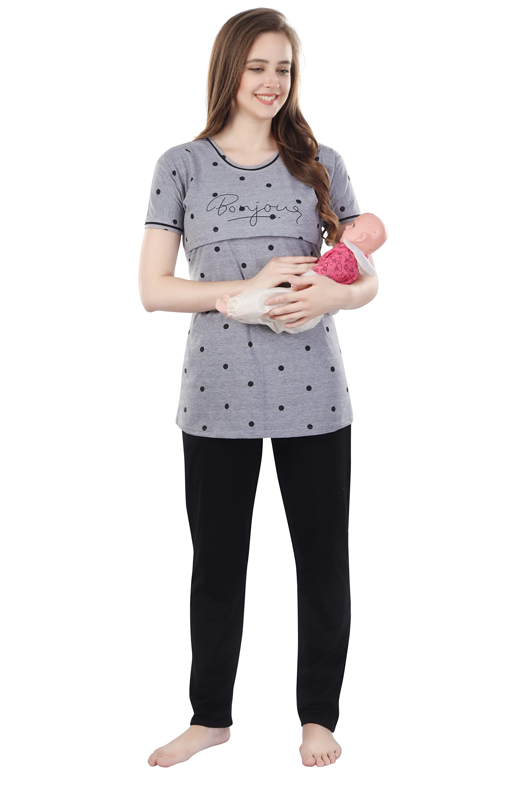 TIGYWIGY Women Cotton Graphic Printed Maternity Set - Image 3