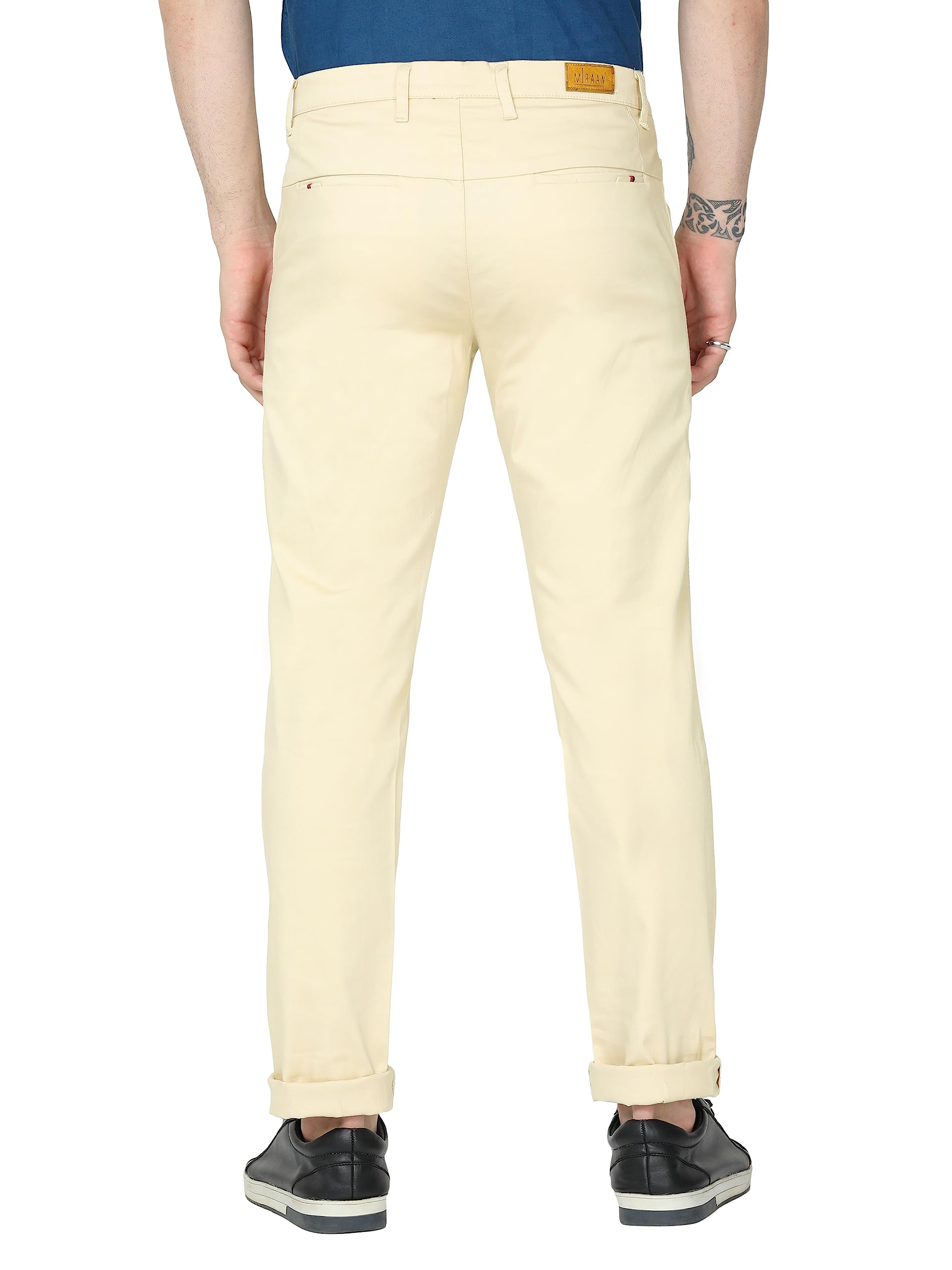 Miraan Men Beige Cotton Trousers - Image 2