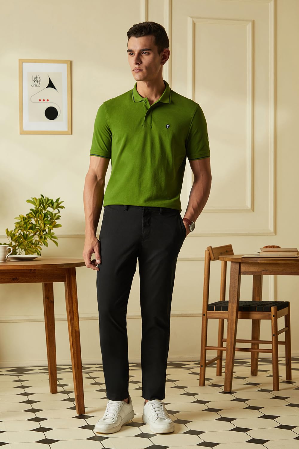 Van Heusen Men's Cotton Polo T-Shirt - Green - Image 2