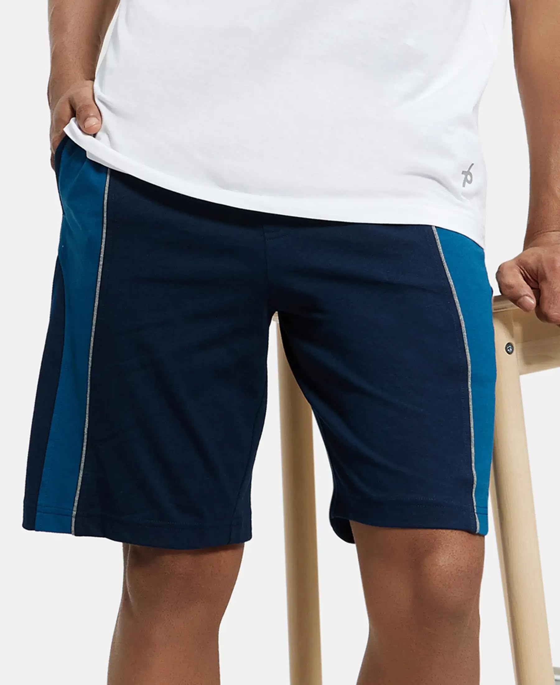 Jockey Men's Cotton Rich Straight Fit Shorts - Navy - Image 5