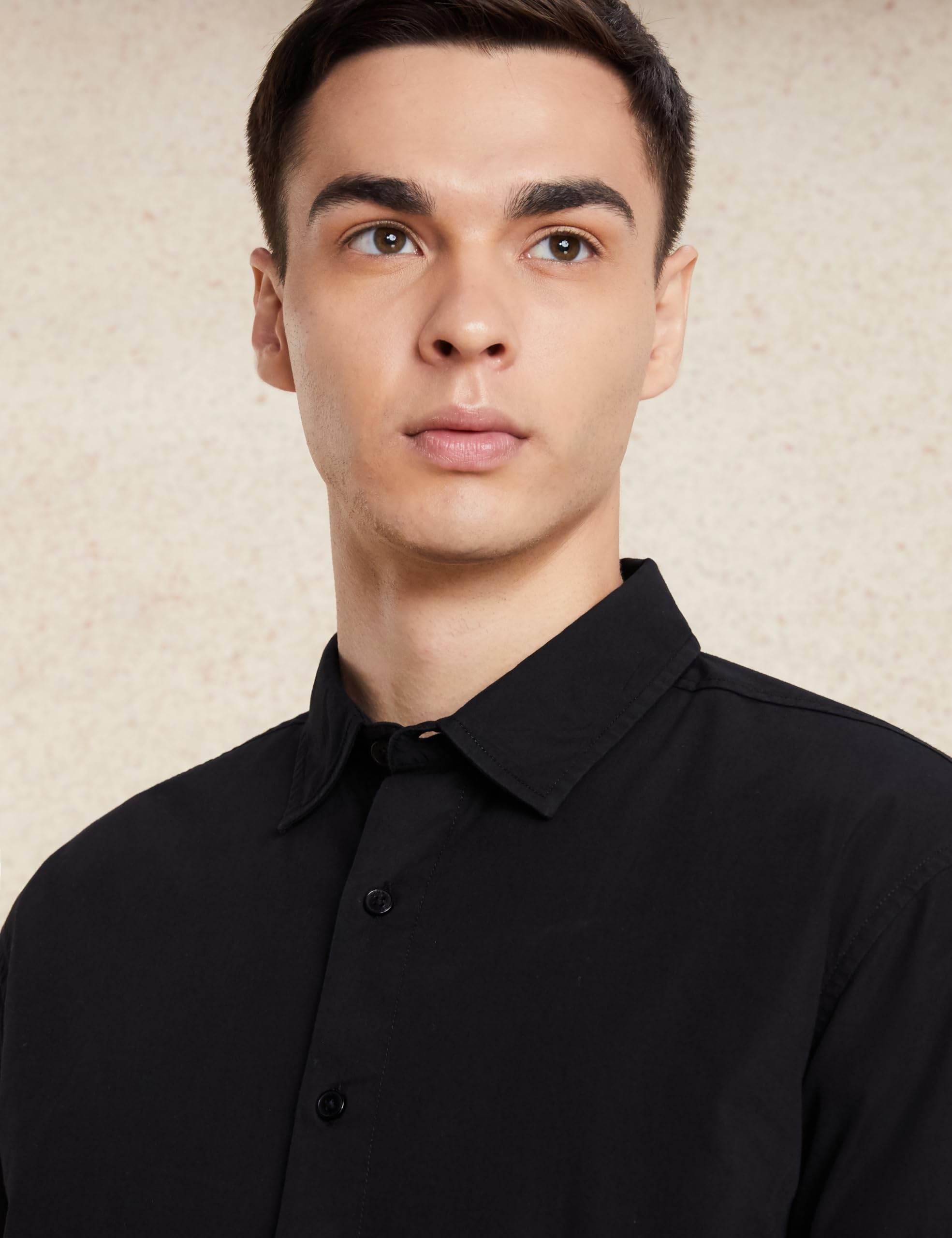 Symbol Men's Solid Oversized Cotton Casual Shirt - Black - Image 4