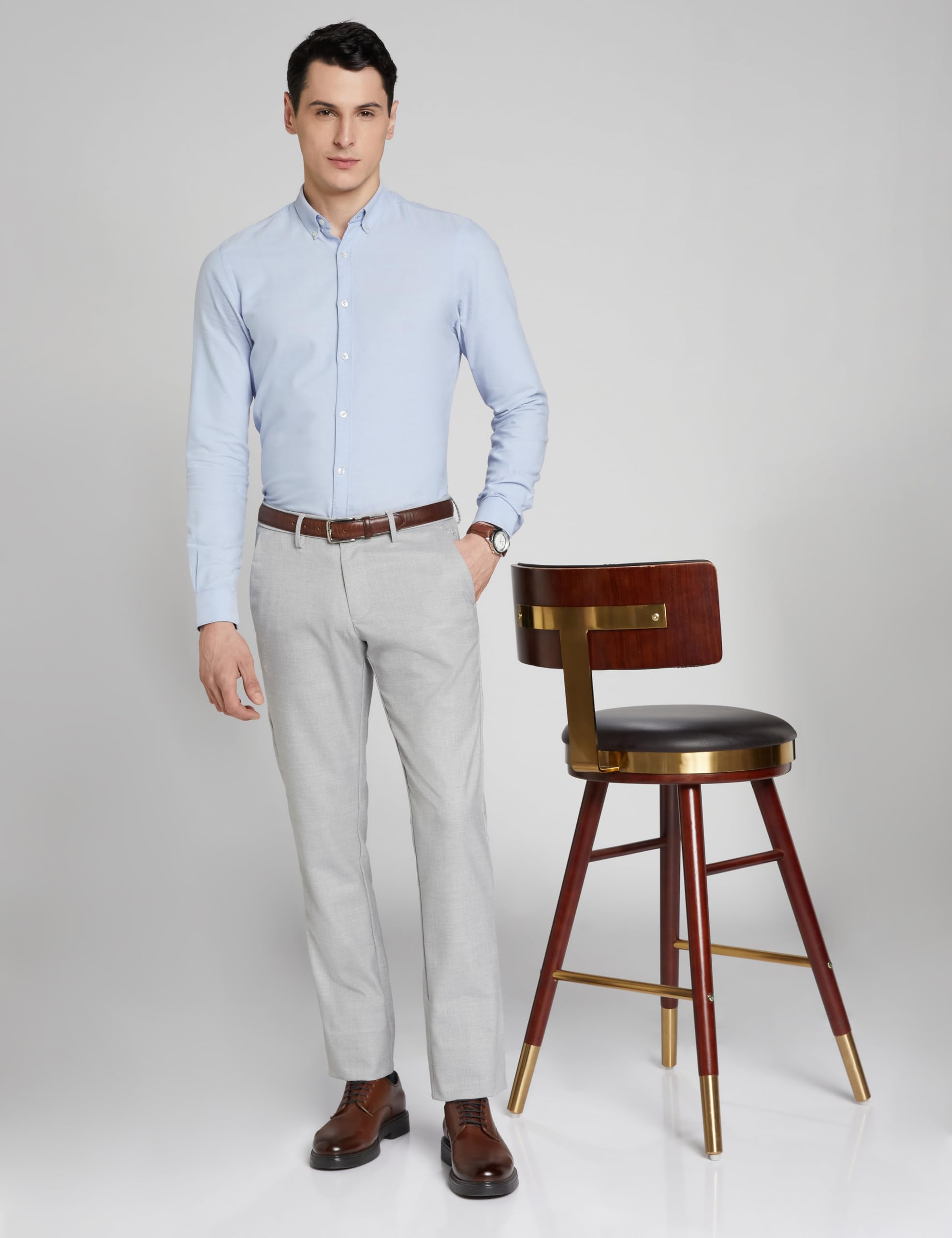 Allen Solly Men Slim Casual Pants - Grey - Image 3