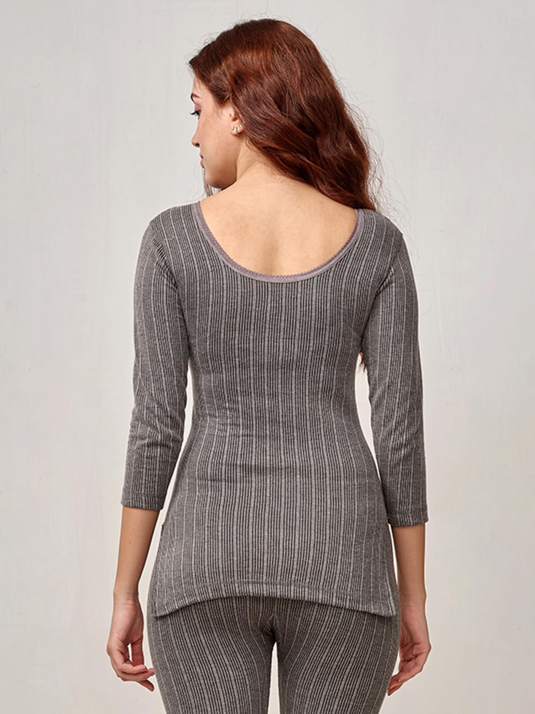 Lux Inferno Charcoal Melange Cotton Thermal Top for Women - Image 4