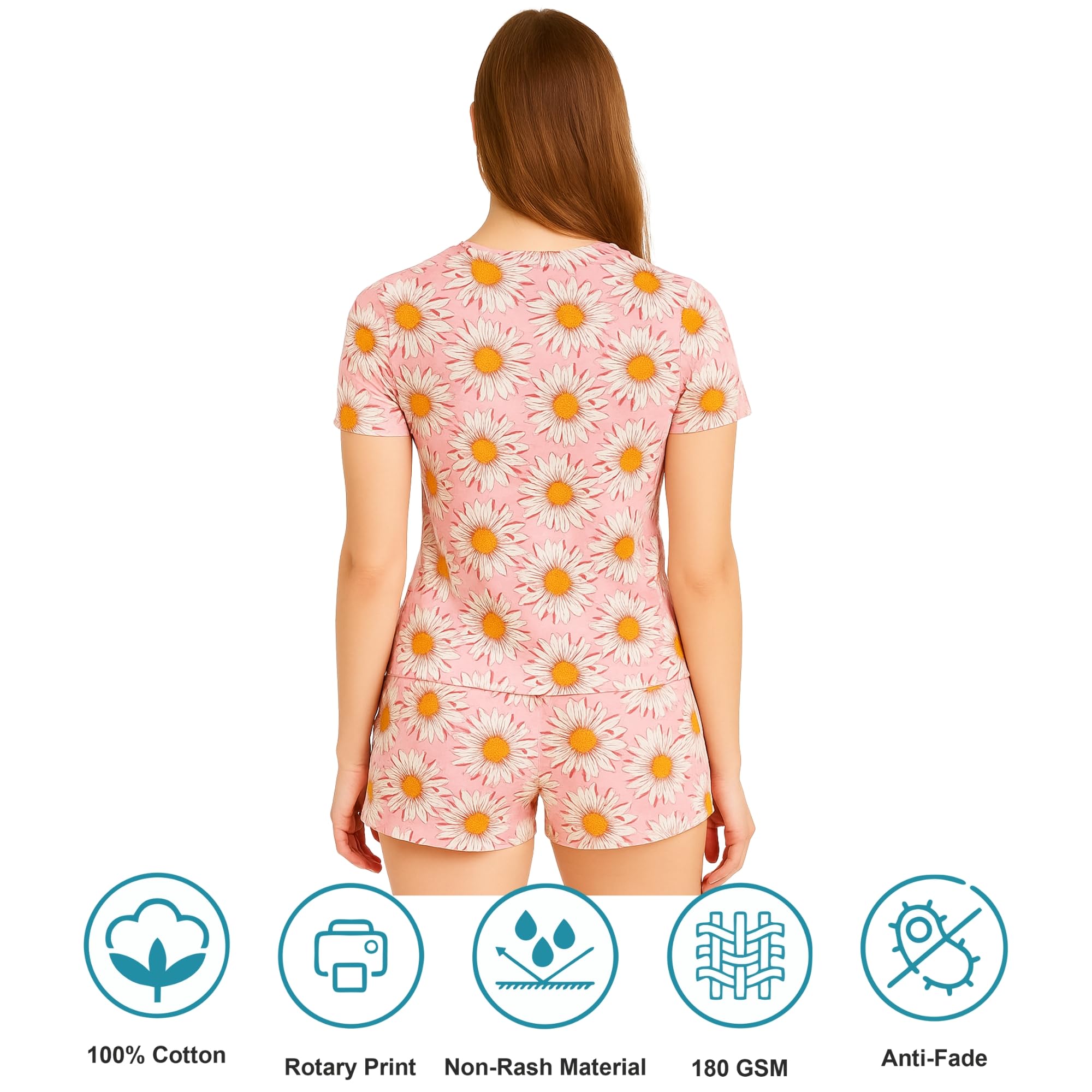 Hestia Night Suit for Women - Sunflower Print - Image 5