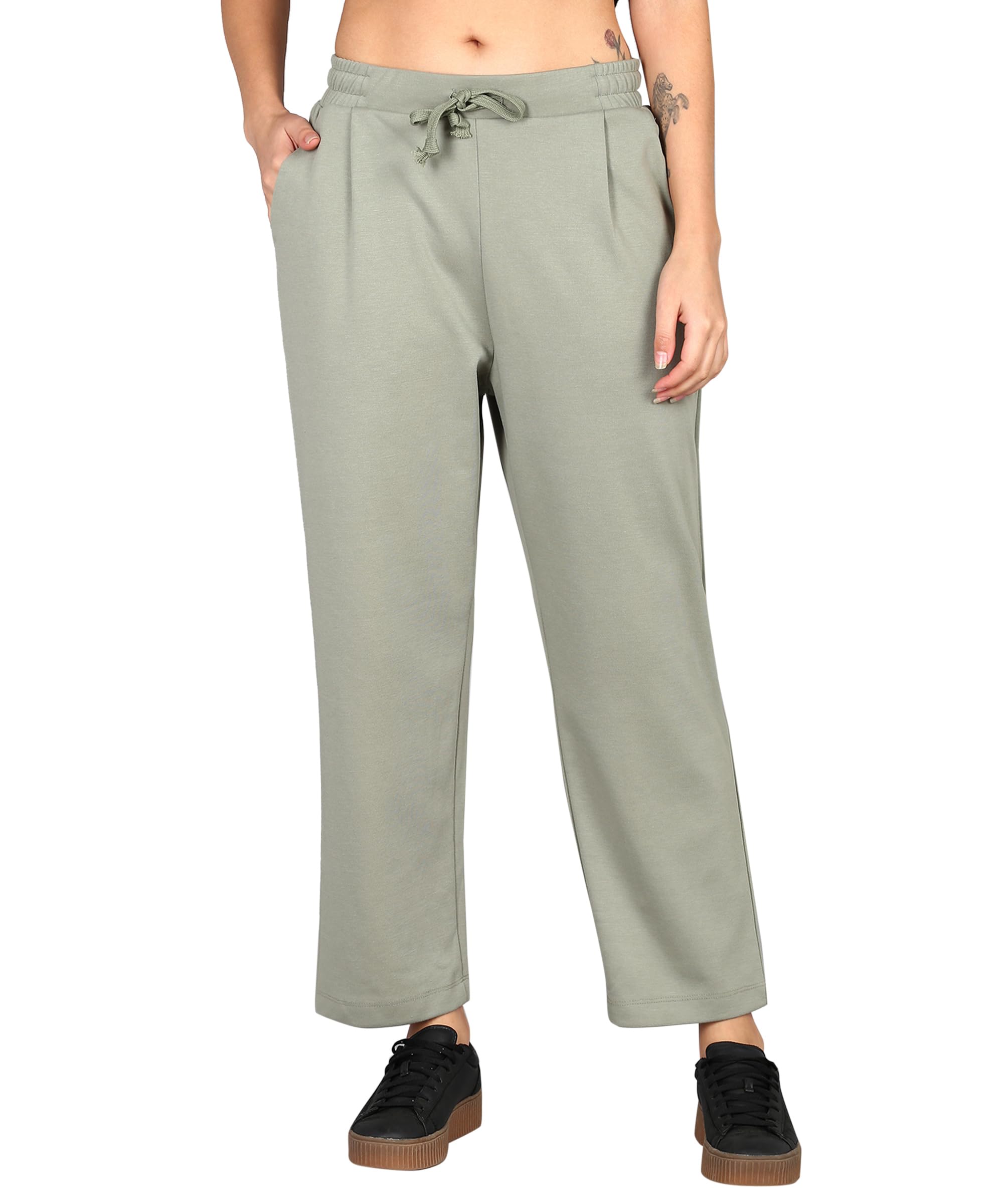 Alan Jones Clothing Green Ankle Length Trousers for Women