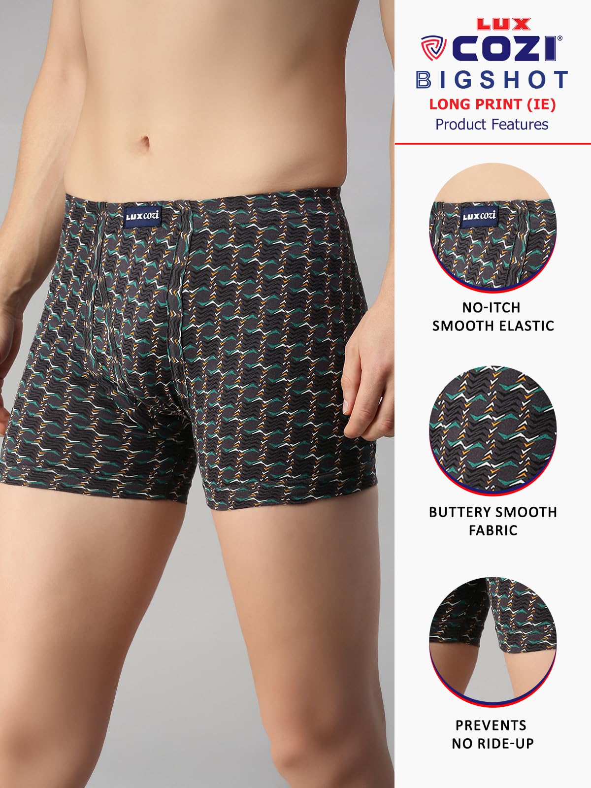 Lux Cozi Men's Printed Long Trunks - Image 5