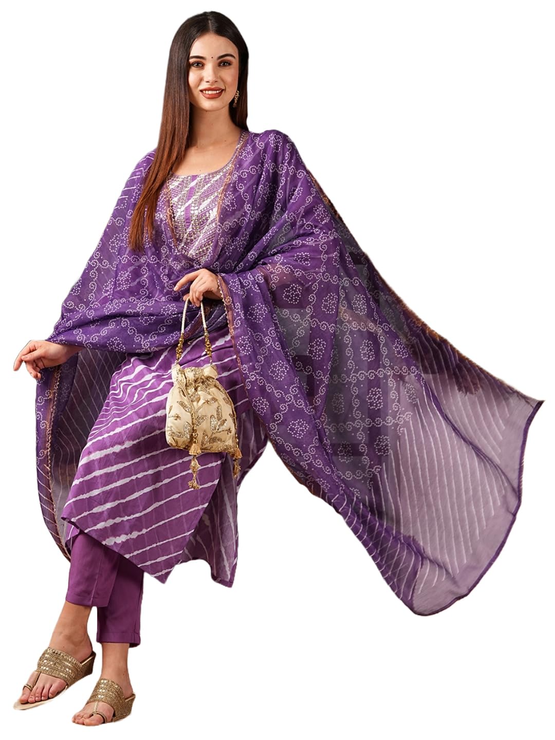 ANNI DESIGNER Purple Cotton Kurta Set for Women