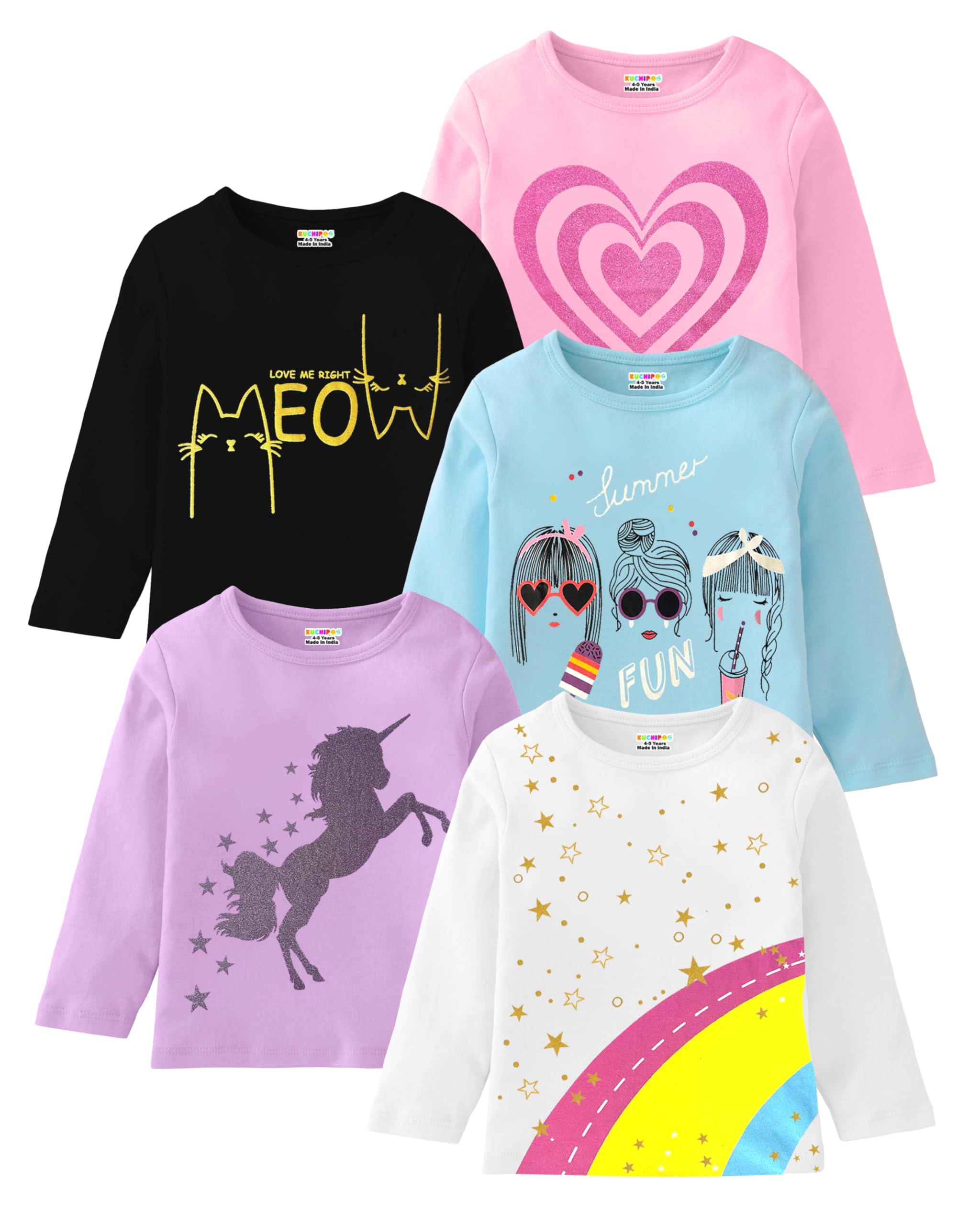 Kuchipoo Girls Cotton T-Shirt - Full Sleeves