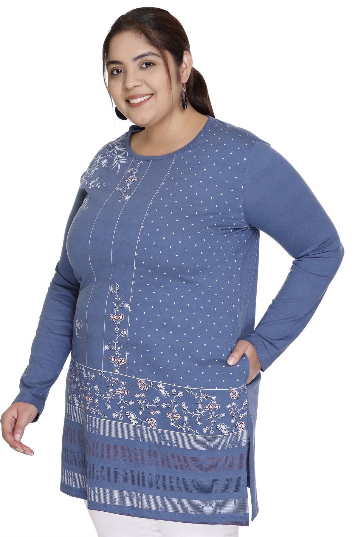 Star Fashion Women Printed Cotton Tshirt - Steelblue - Image 2