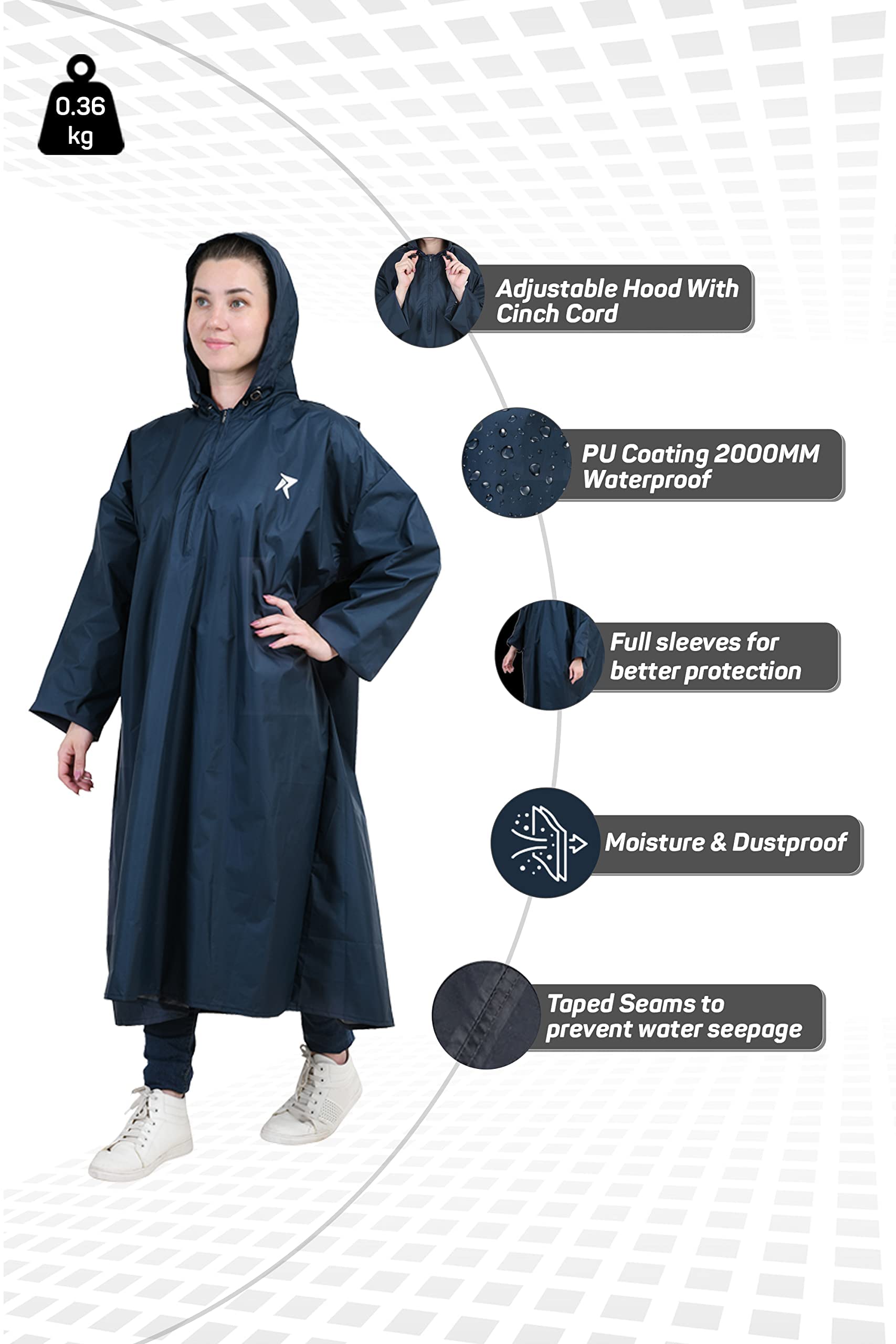 ROCKSPORT Unisex Hooded Rain Poncho Waterproof - Image 3