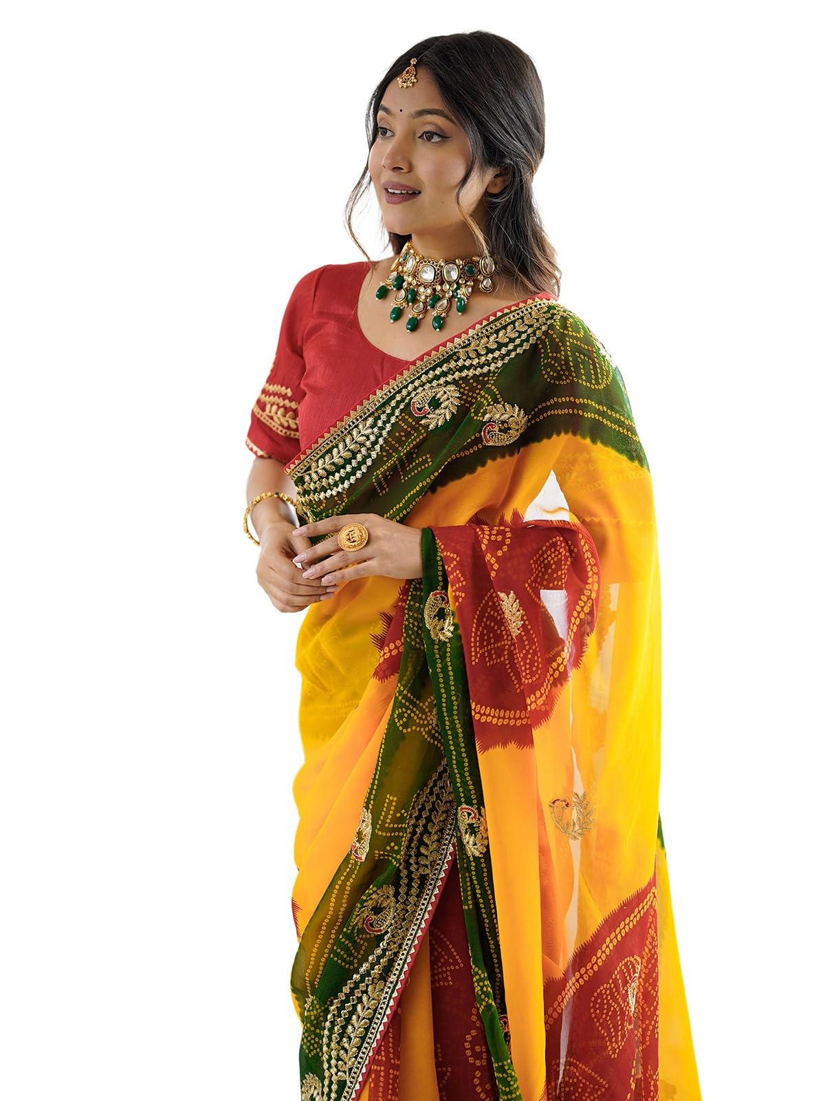 Satrani Women Georgette Bandhani Saree