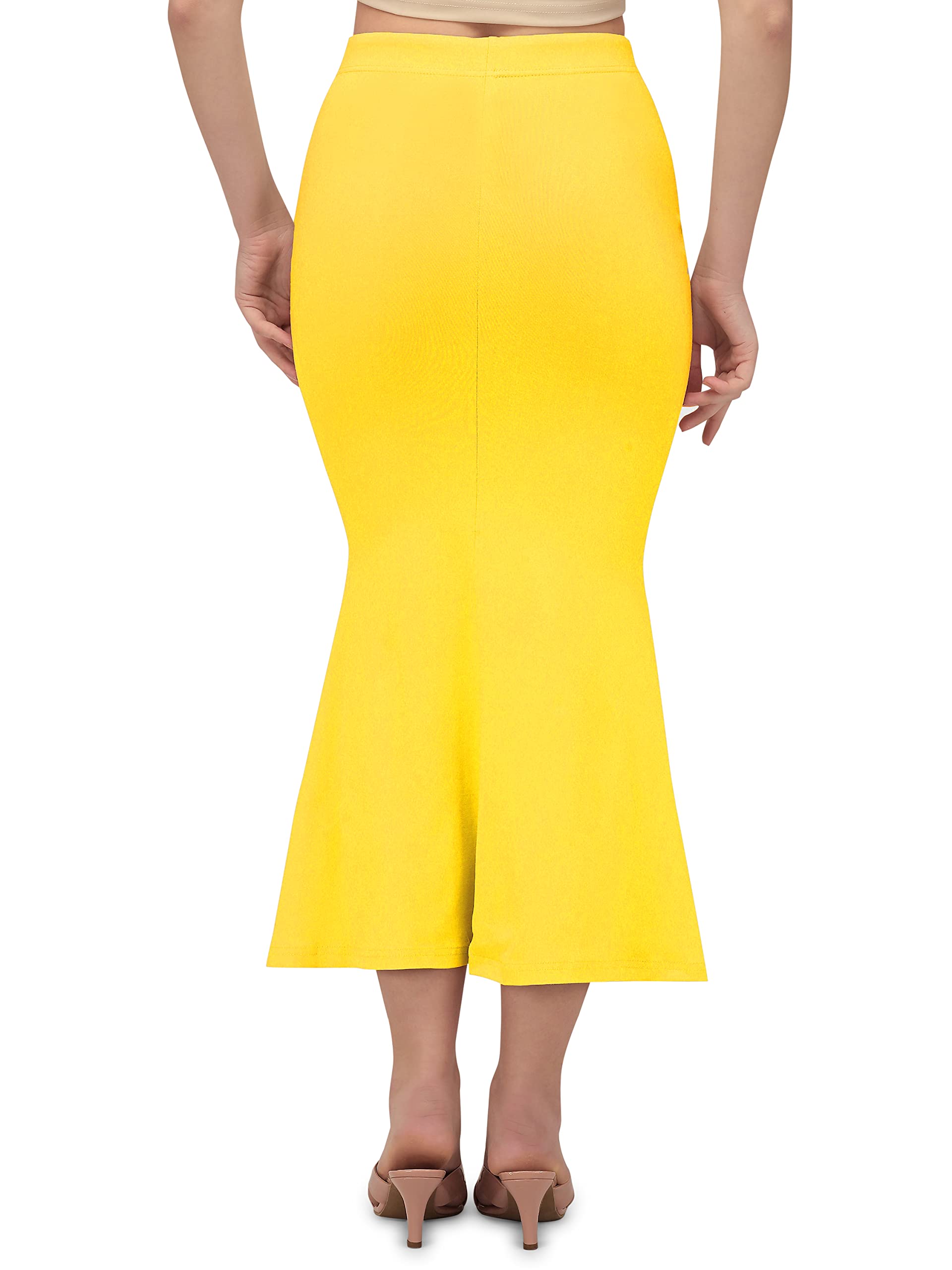 Mehrang Saree Shapewear Petticoat for Women - Lemon Yellow - Image 4