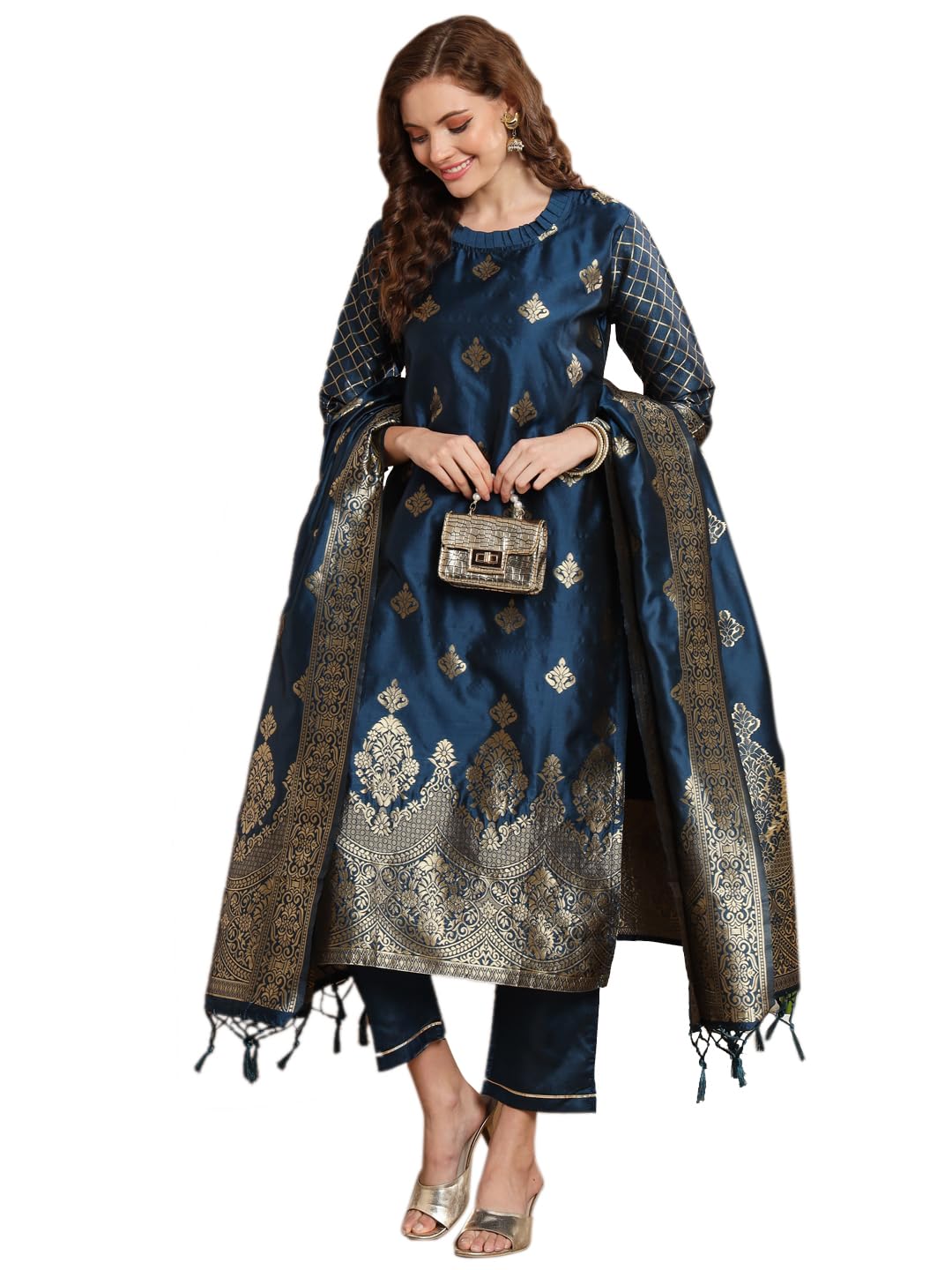 VredeVogel Teal Kurta Pant Set for Women