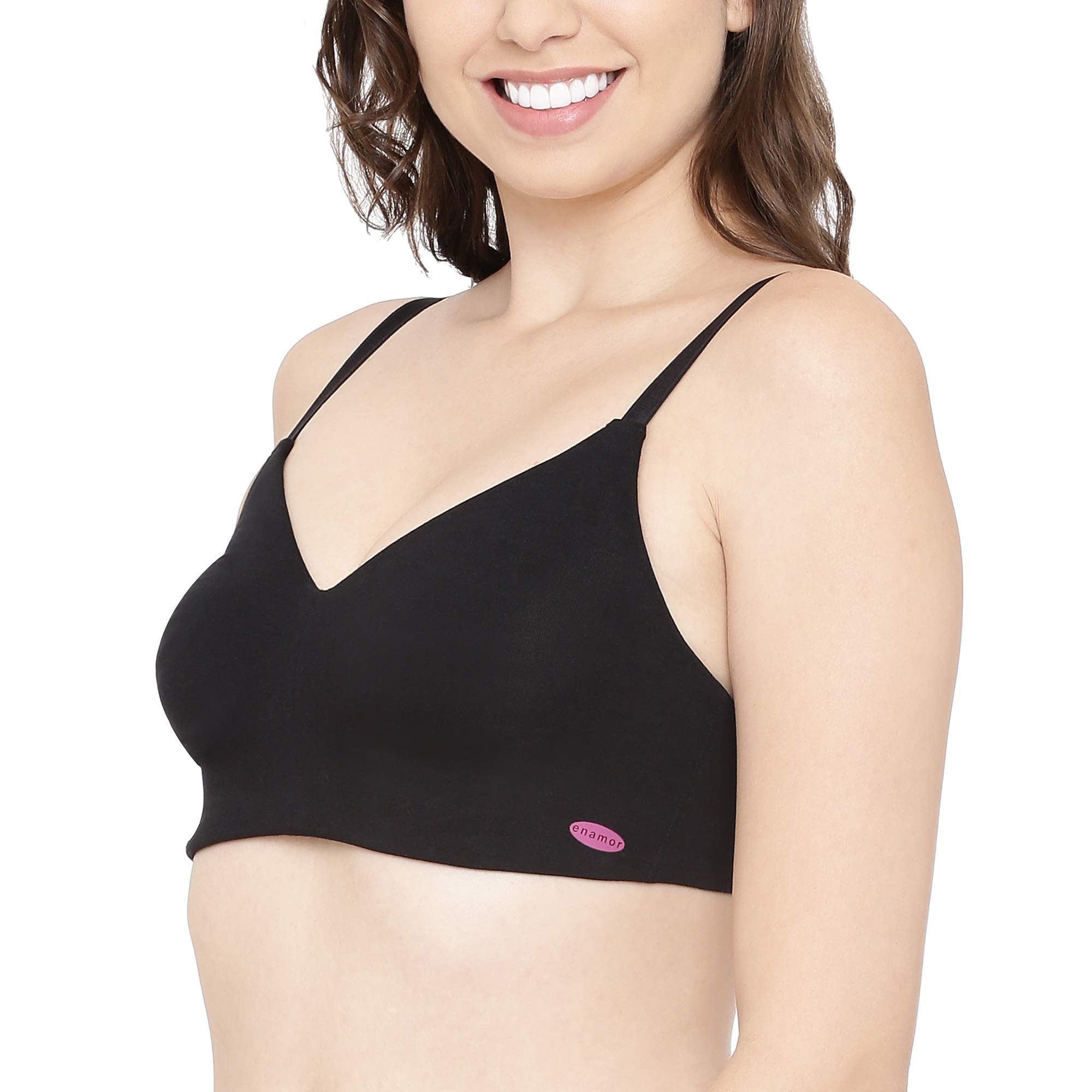 Enamor Full Coverage Cotton Bra - Black - Image 2