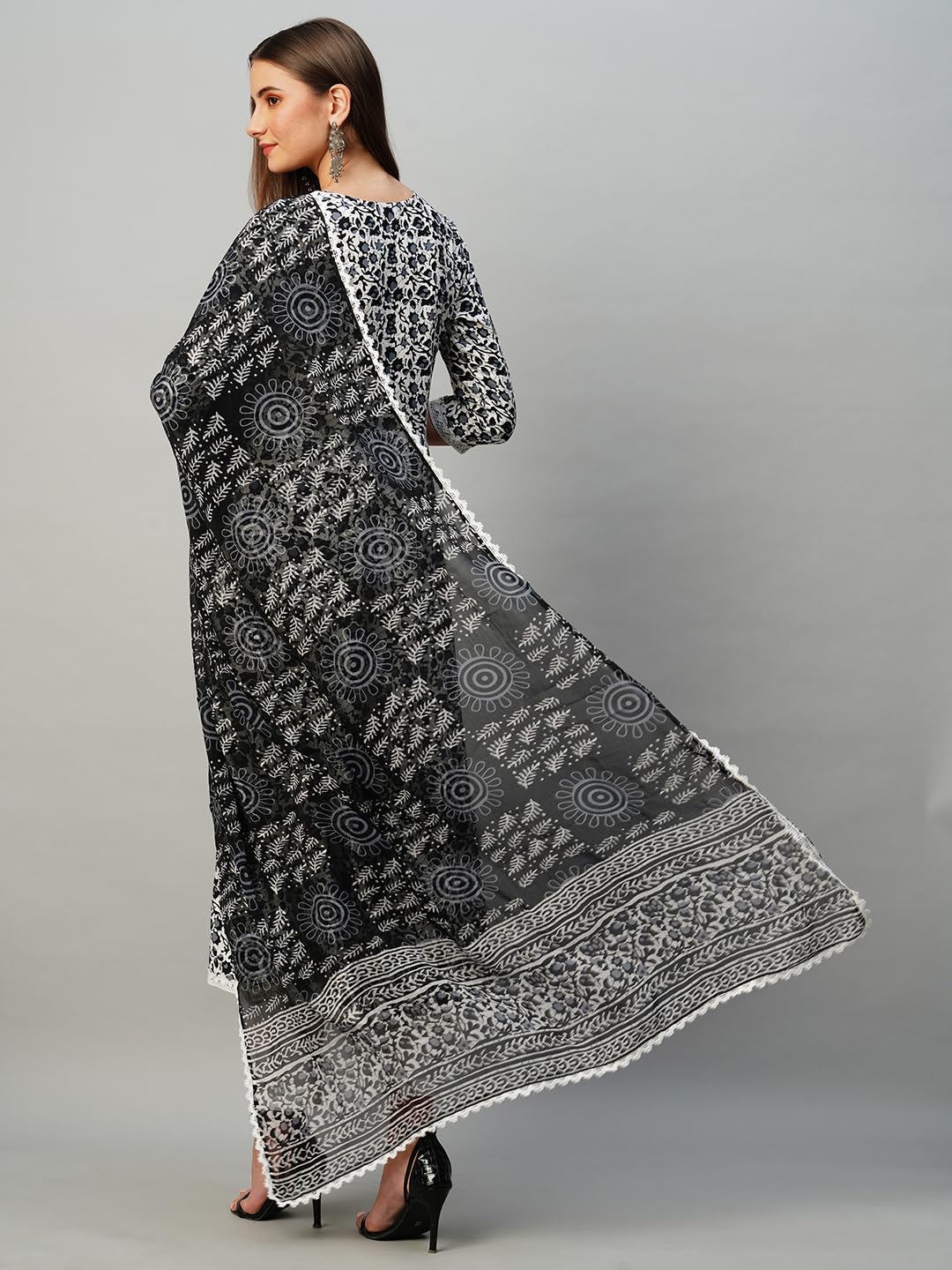 GoSriKi Women's Black Anarkali Kurta Set - Image 2