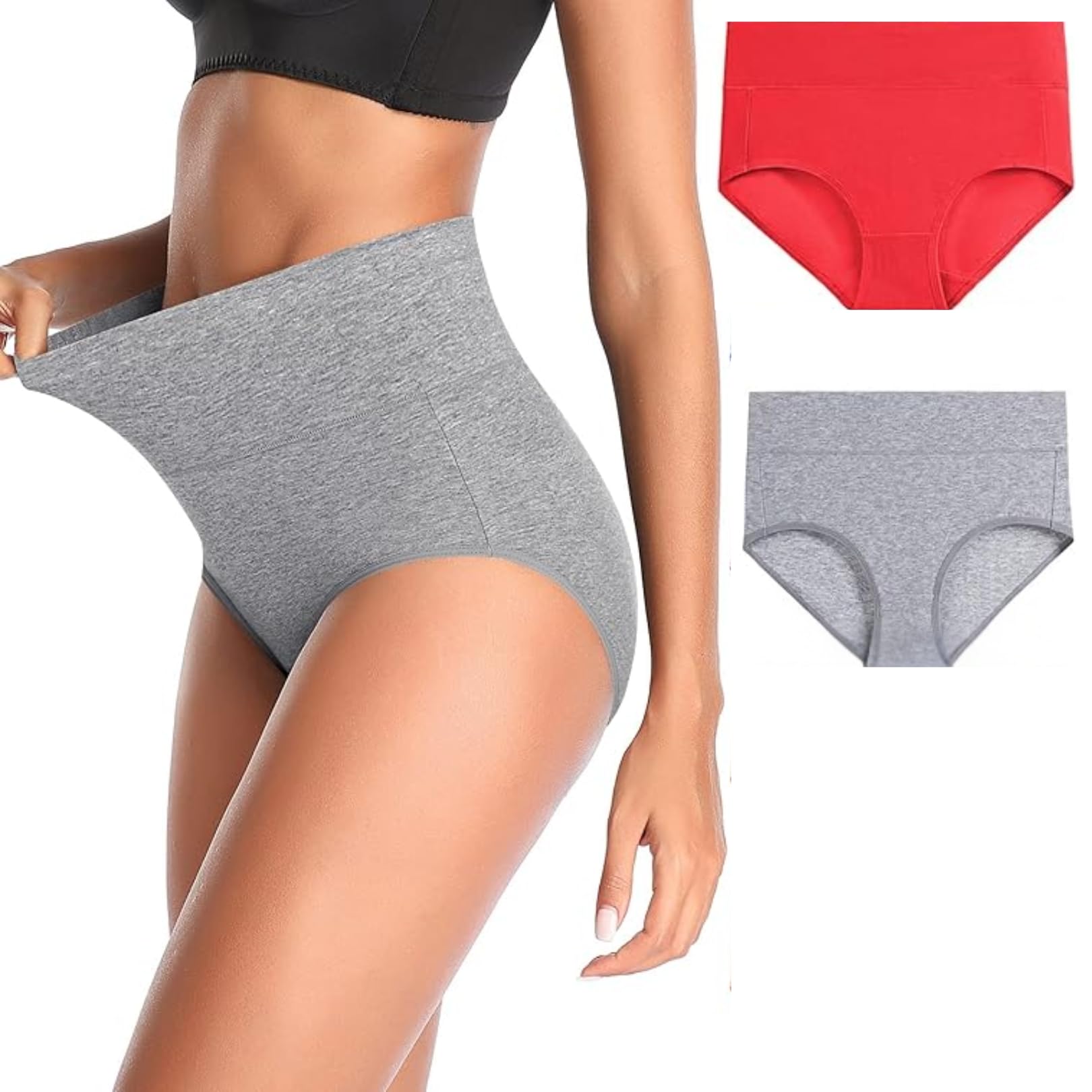 GLAMORAS High Waist Panties for Women - Cotton