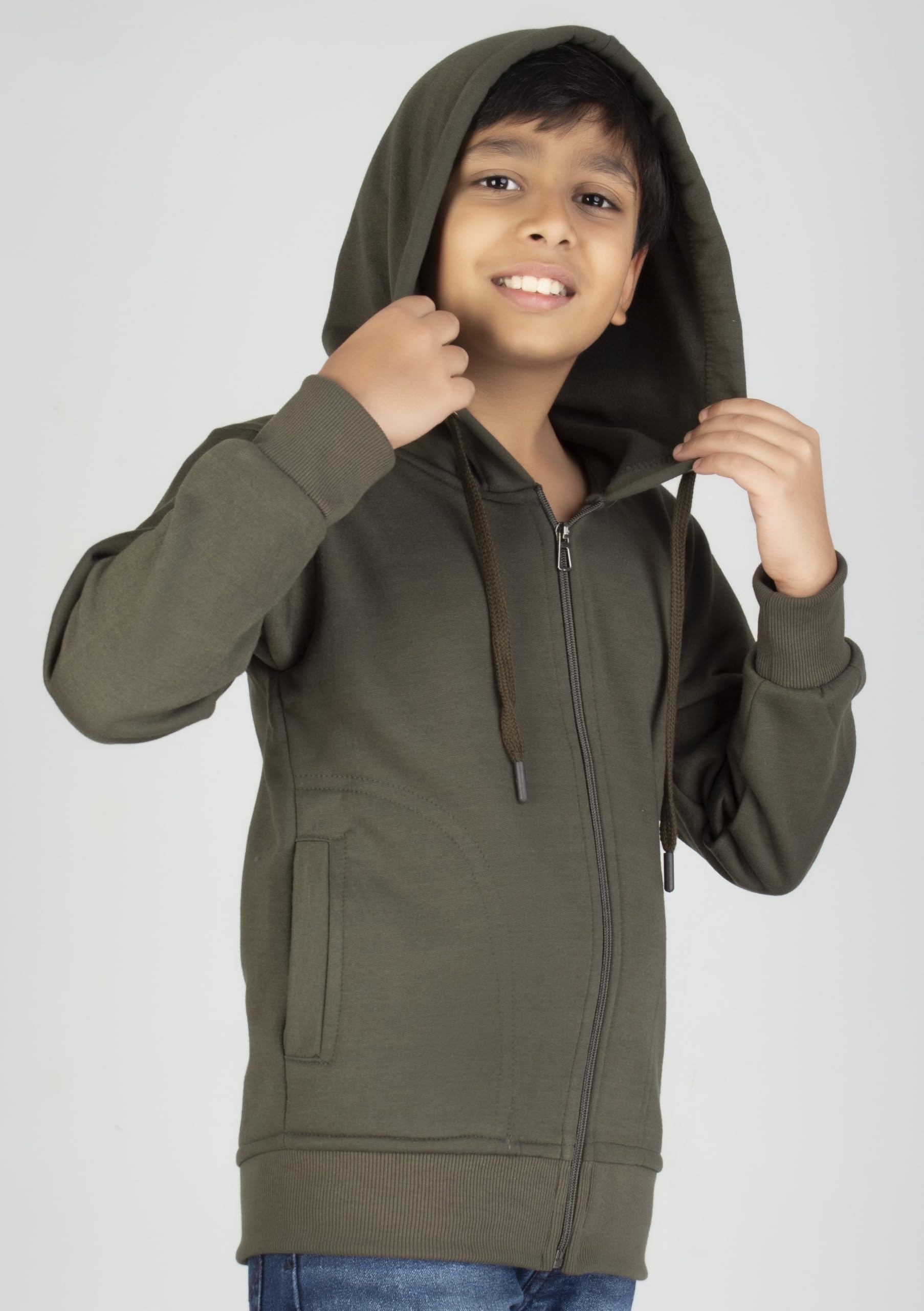 ADBUCKS Boys Green Cotton Hooded Sweatshirt - Image 4