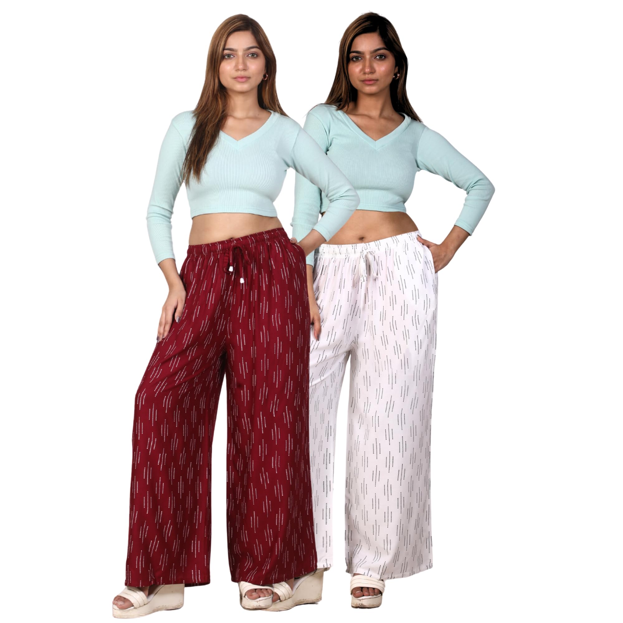 GarbGlide Women's Cotton Rayon Printed Palazzo