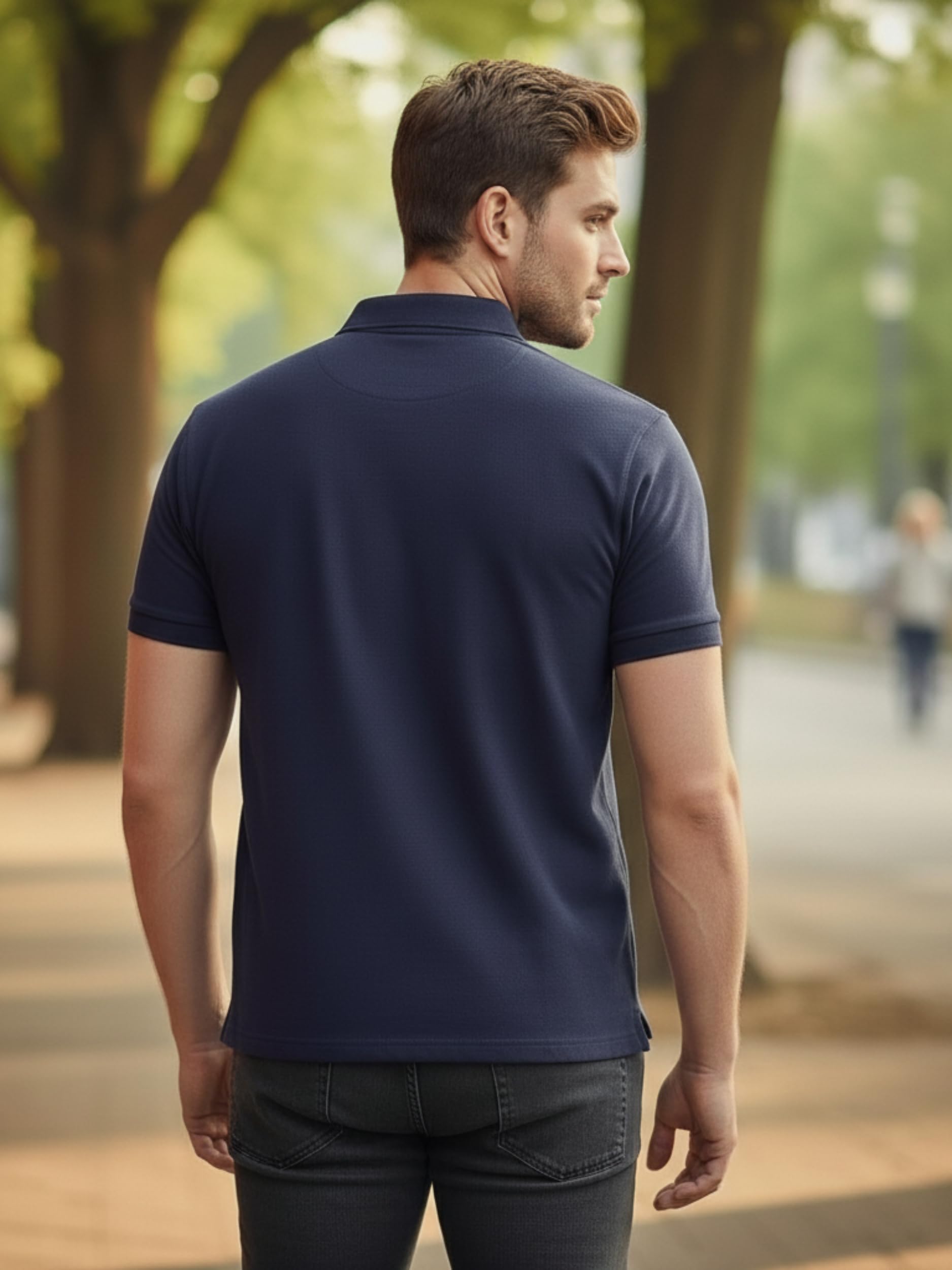 SMAN Polo T-Shirt for Men - Navy Blue - Image 3